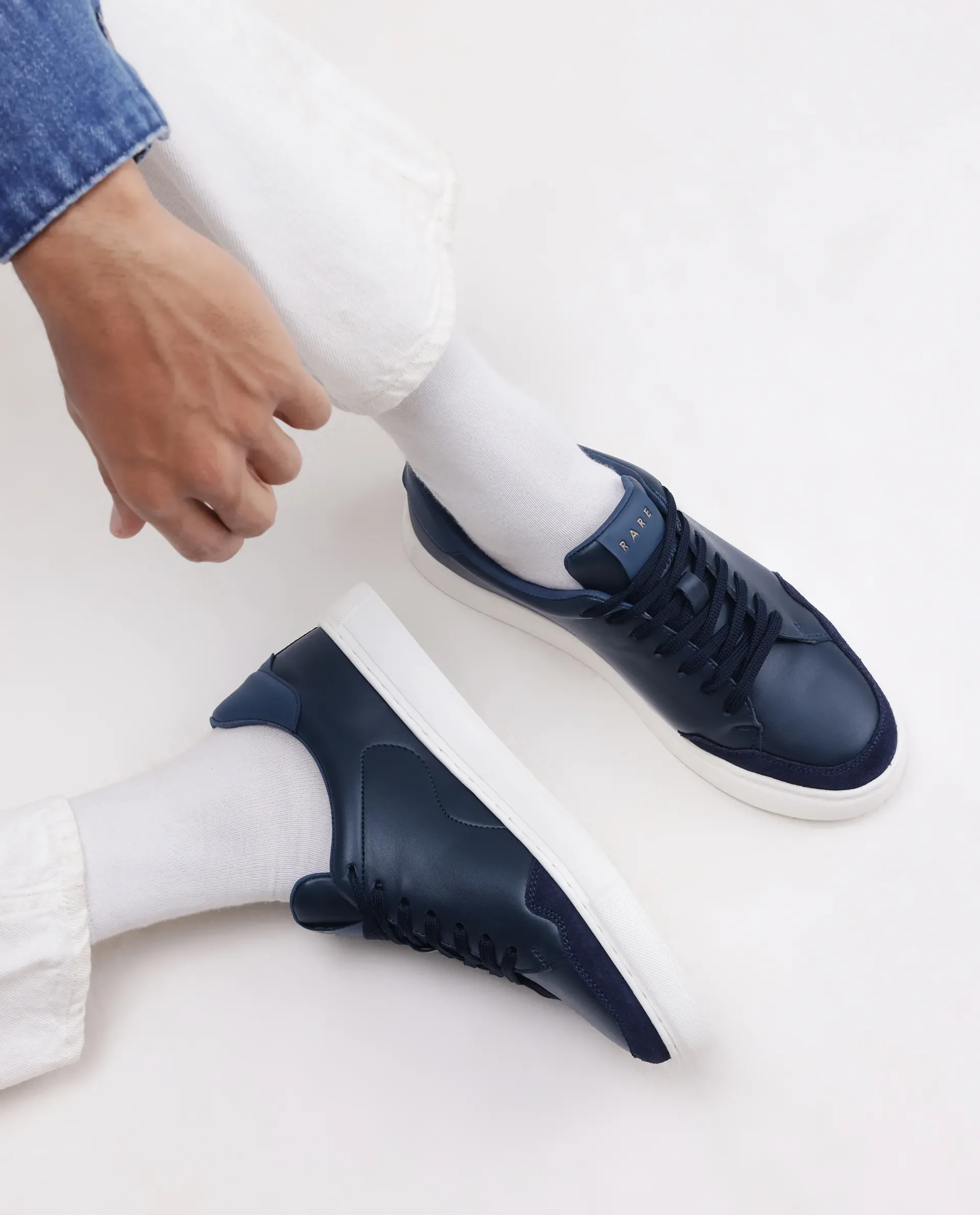 Rare Rabbit Men's Mawi Navy Micro Fiber Causal Sneaker - Image 2