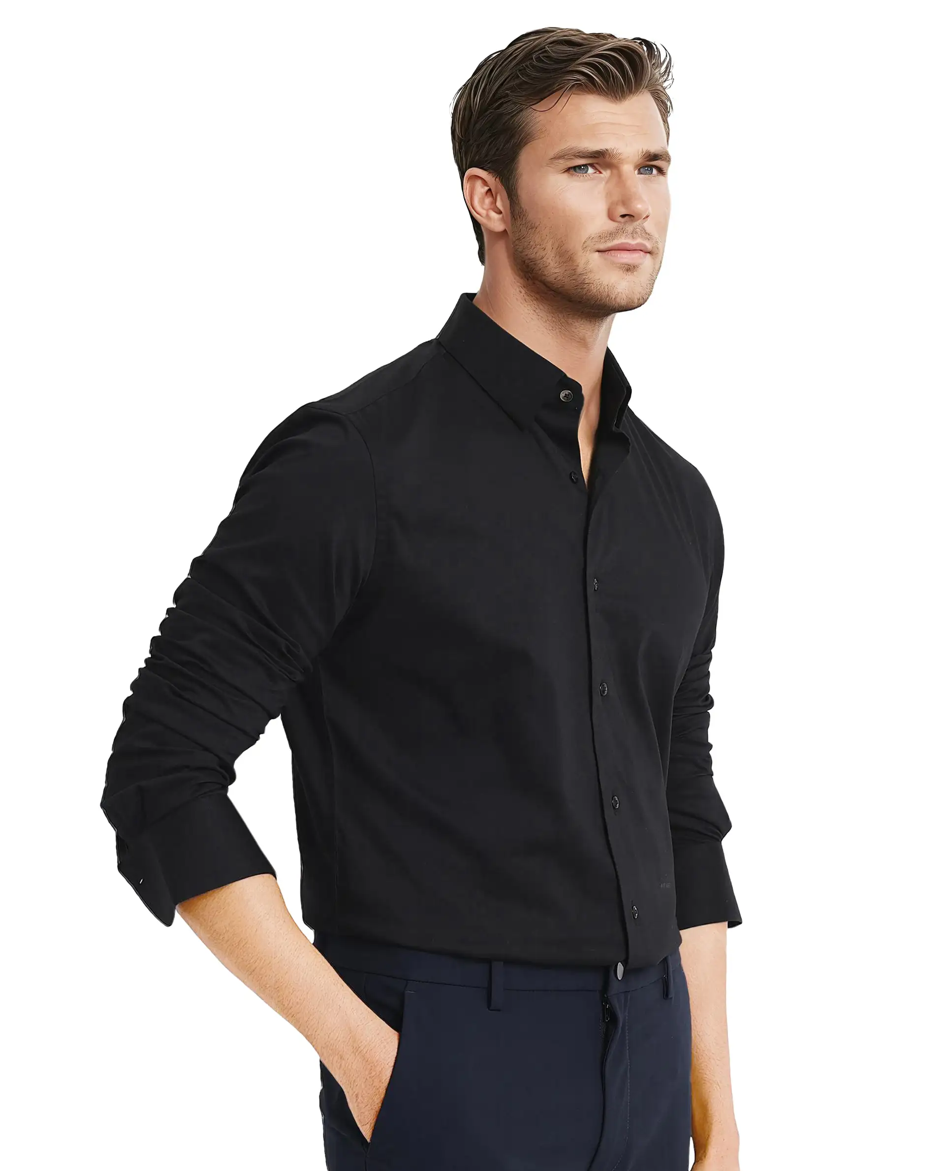 Rare Rabbit Men's Mawz Black Cotton Plain Regular Fit Full Sleeve Collared Shirt - Image 5