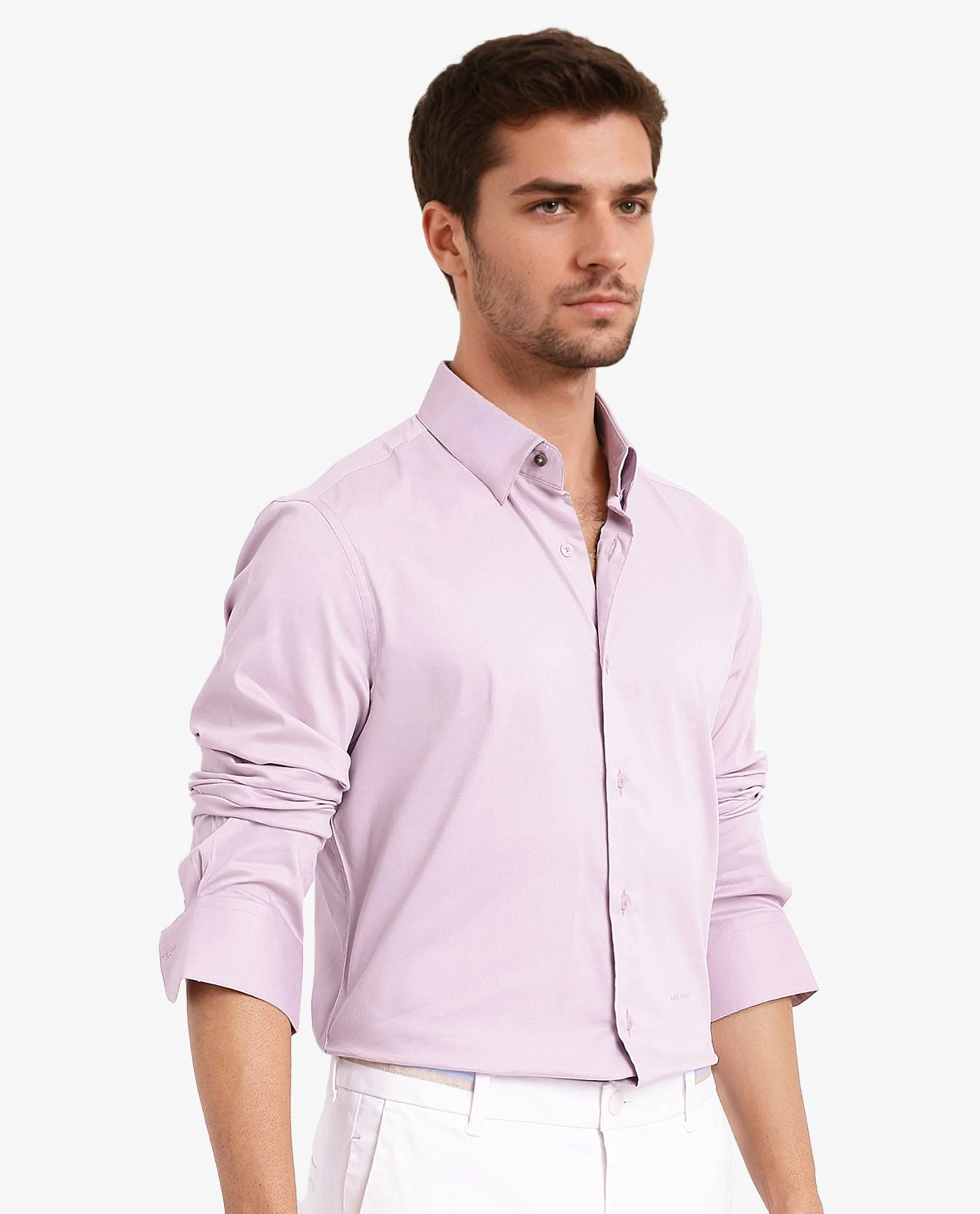 Rare Rabbit Men's Mawz Light Pink Cotton Plain Regular Fit Full Sleeve Collared Shirt - Image 5