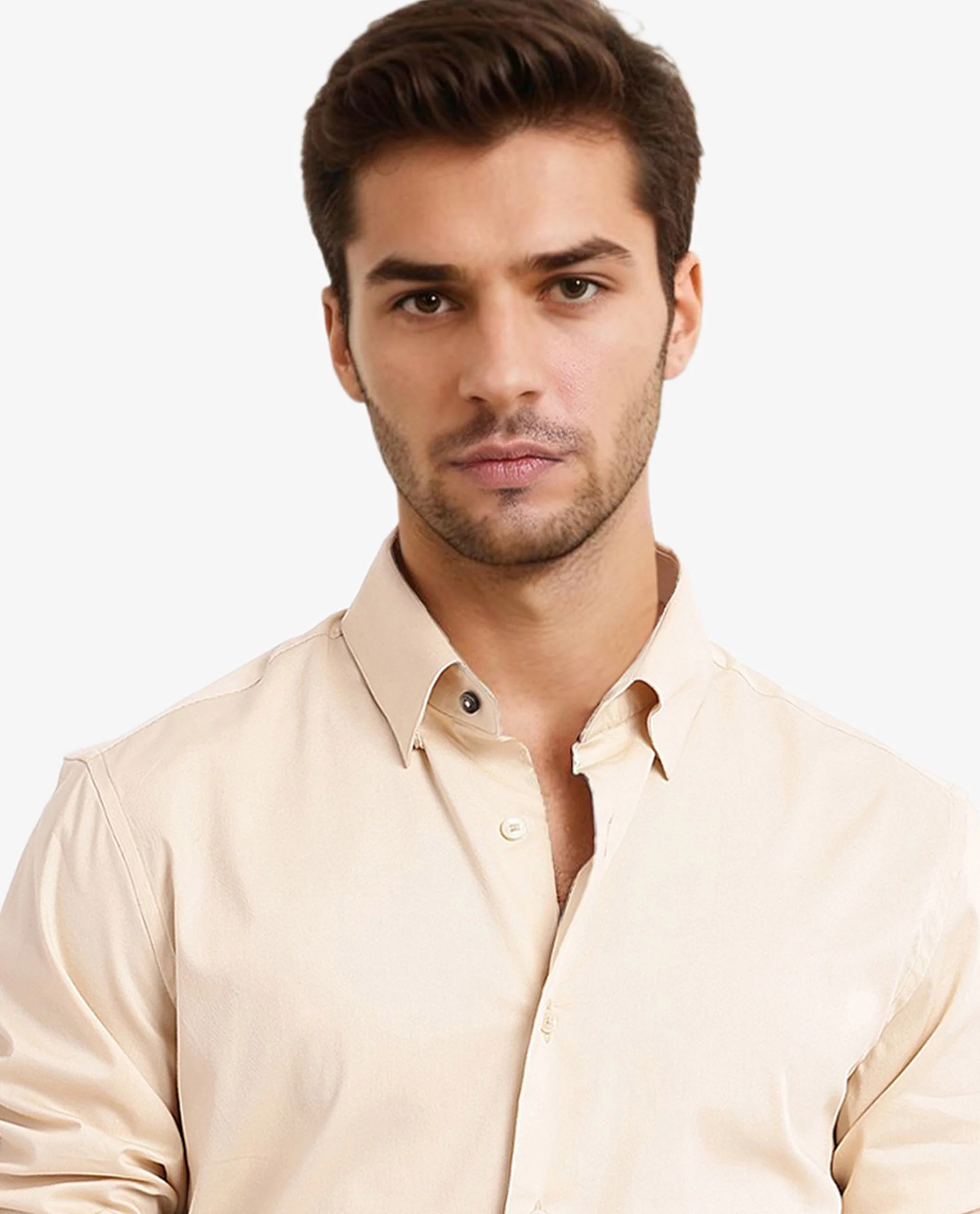 Rare Rabbit Men's Mawz Light Yellow Cotton Plain Regular Fit Full Sleeve Collared Shirt - Image 2