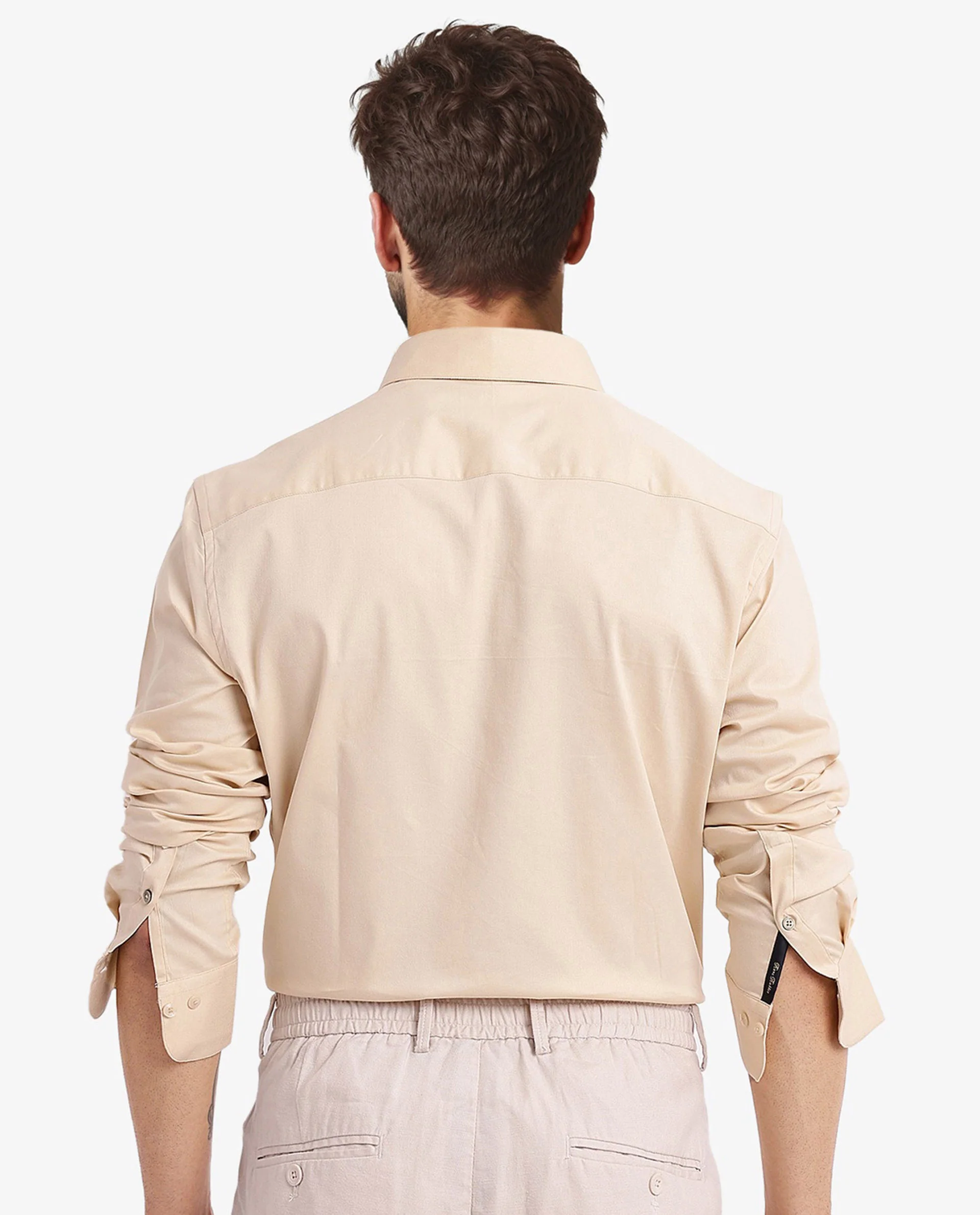 Rare Rabbit Men's Mawz Light Yellow Cotton Plain Regular Fit Full Sleeve Collared Shirt - Image 5