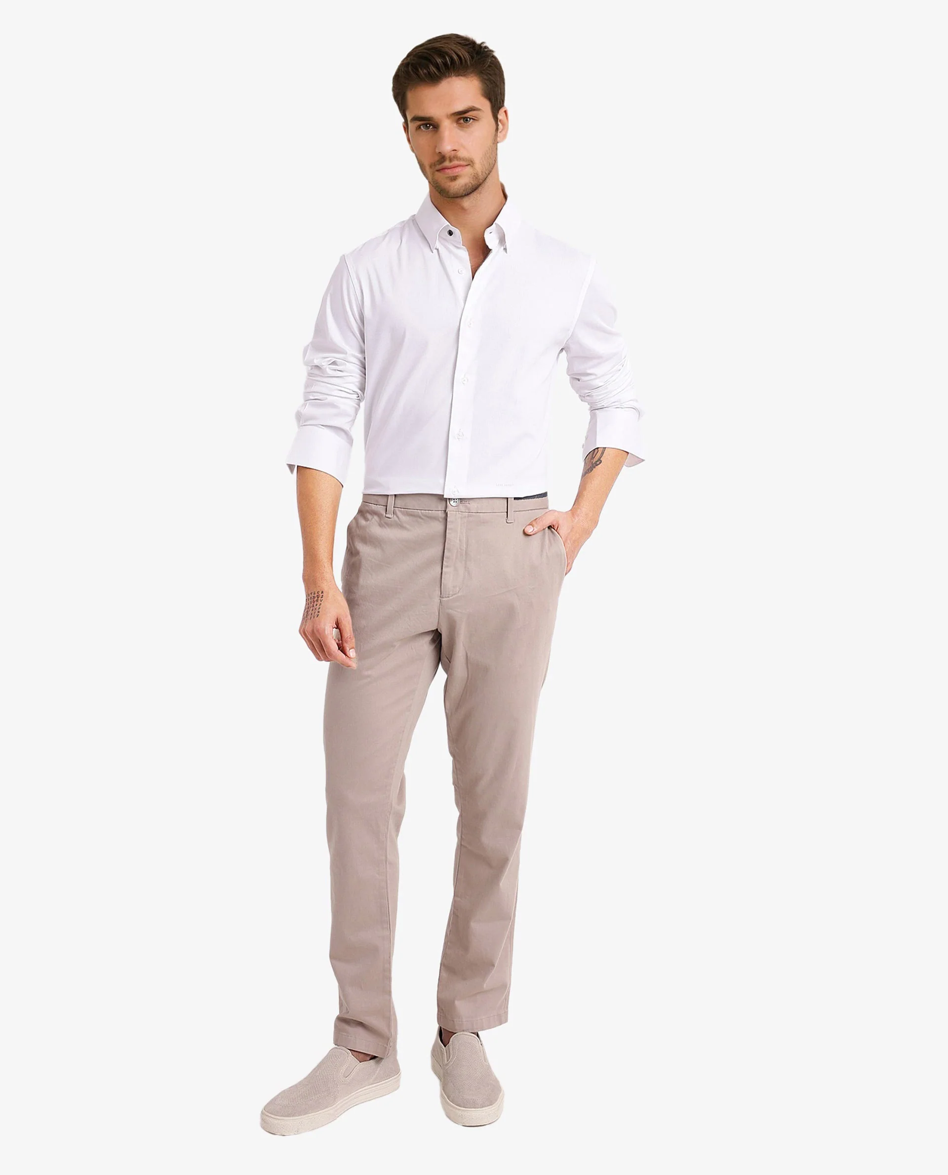 Rare Rabbit Men's Mawz White Cotton Blend Plain Regular Fit Full Sleeve Collared Shirt - Image 4