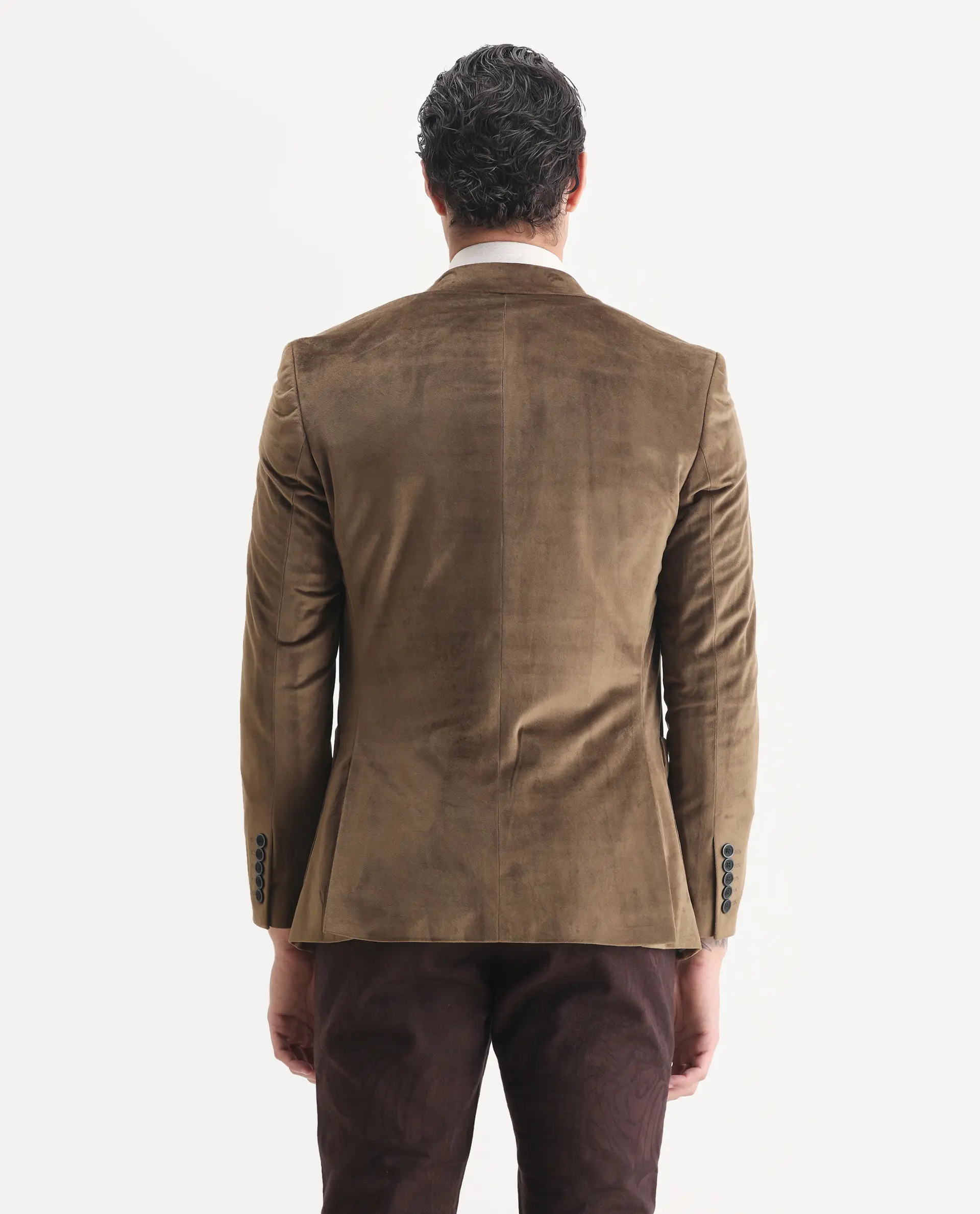 Rare Rabbit Men's Mazey Olive Plain Tailored Fit Full Sleeve Lapel Neck Blazer - Image 7