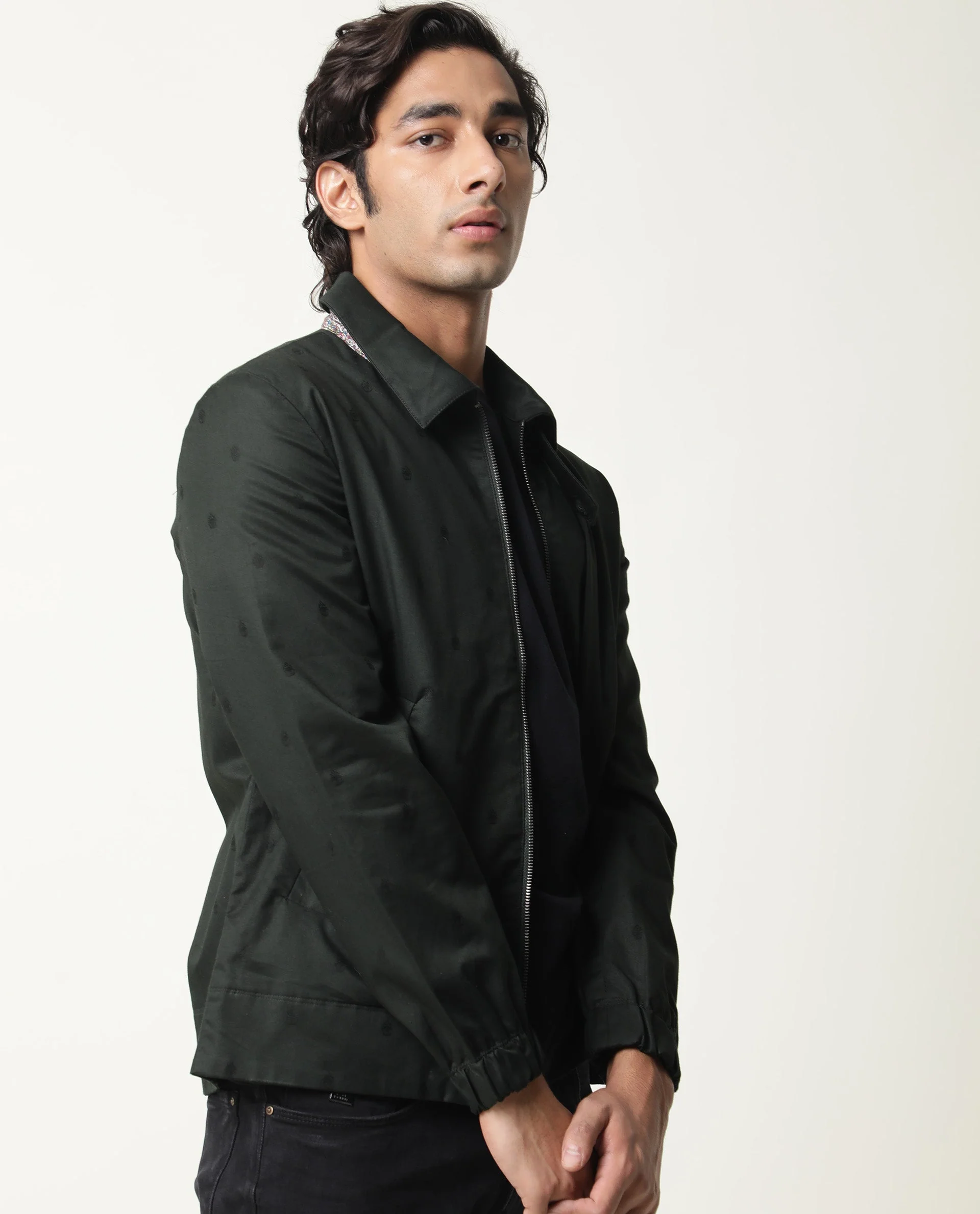 Rare Rabbit Men's Mazzer Green Cotton Plain Slim Fit Full Sleeve Spread Collar Jacket - Image 5
