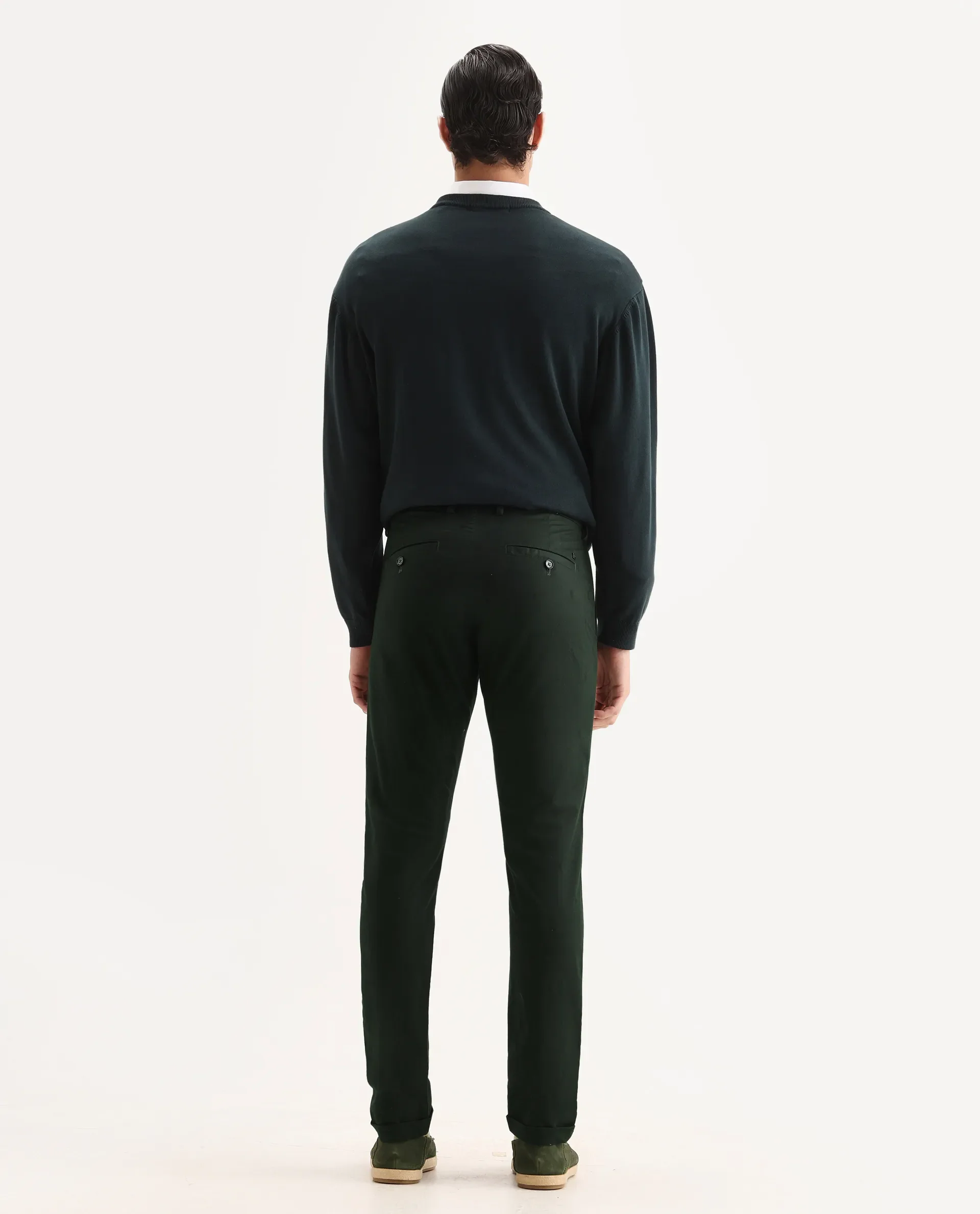 Rare Rabbit Men's Mazzio Green Cotton Jacquard Slim Fit Trouser - Image 7