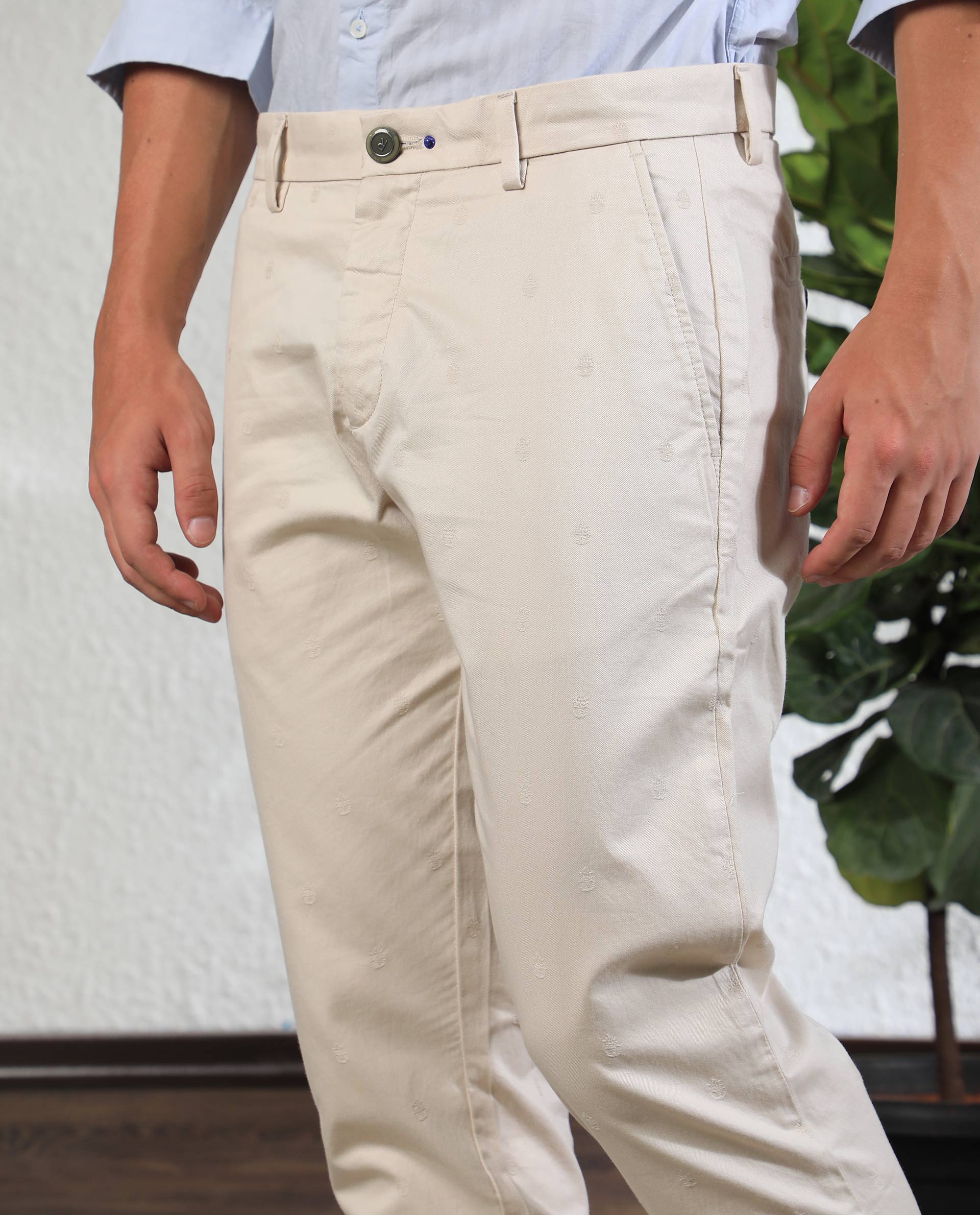 Rare Rabbit Men's Mazzio Beige Cotton Jacquard Slim Fit Trouser - Image 3