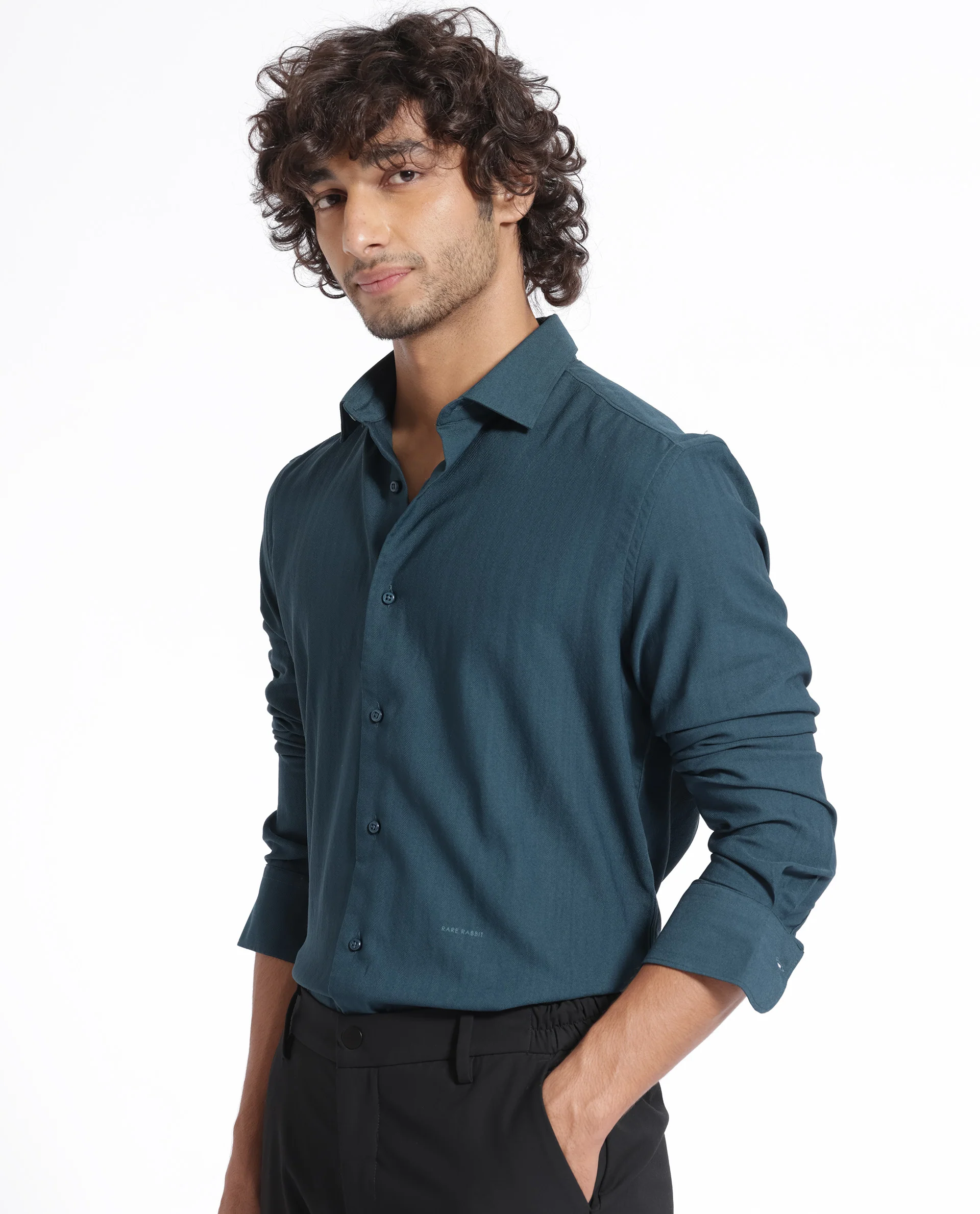 Rare Rabbit Men's Me Green Polyester Plain Regular Fit Full Sleeve Collared Shirt - Image 11