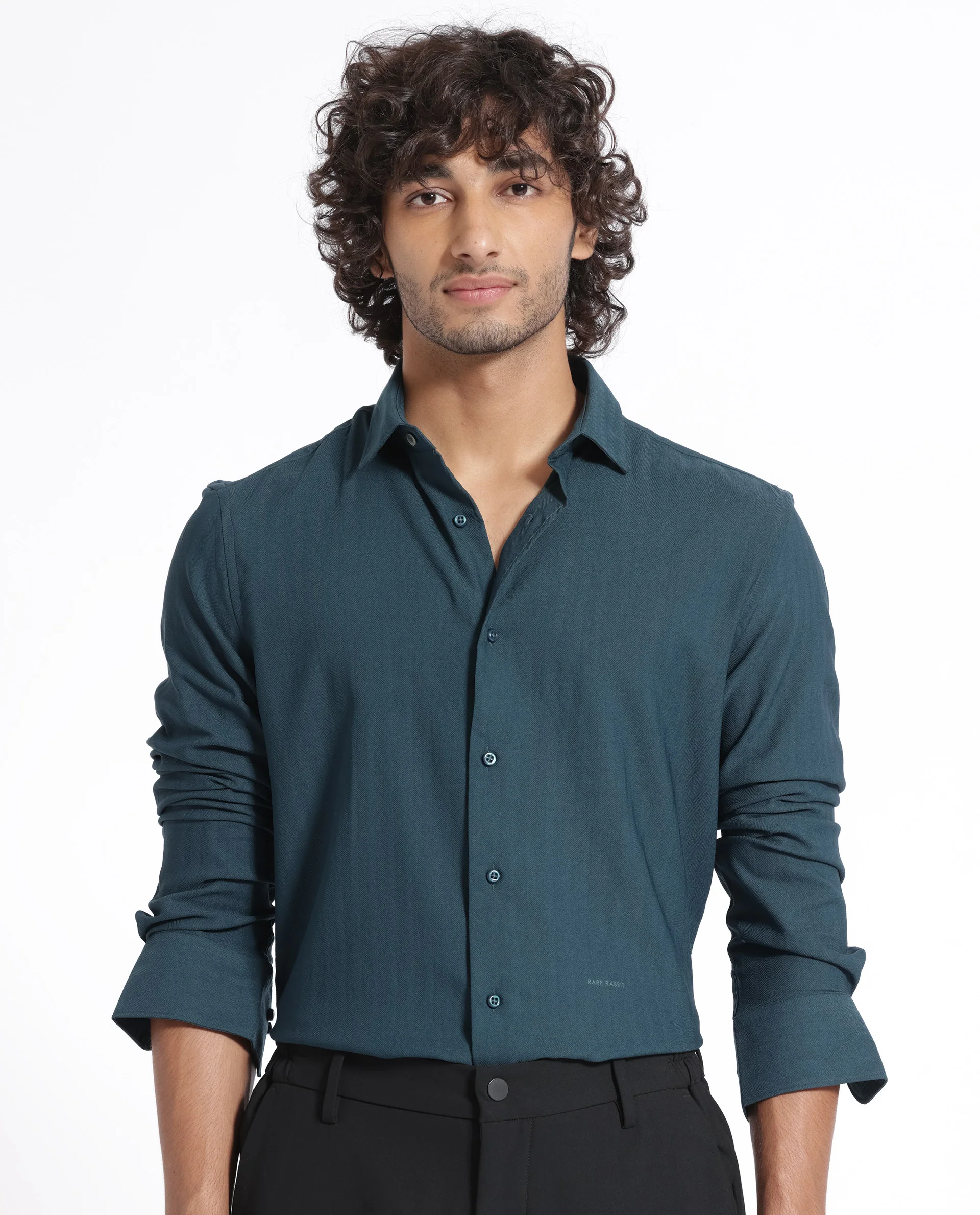 Rare Rabbit Men's Me Green Polyester Plain Regular Fit Full Sleeve Collared Shirt - Image 13