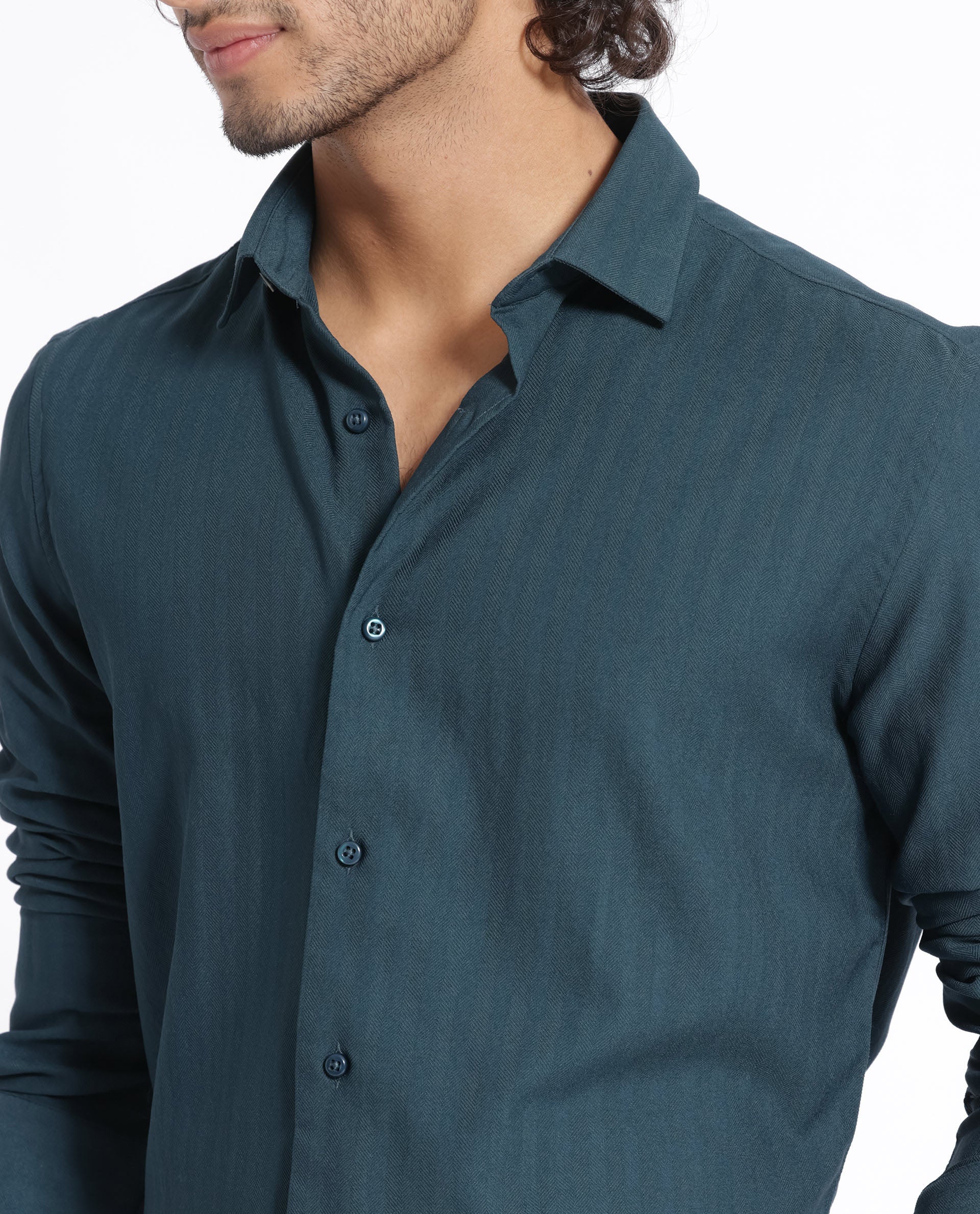 Rare Rabbit Men's Me Green Polyester Plain Regular Fit Full Sleeve Collared Shirt - Image 7