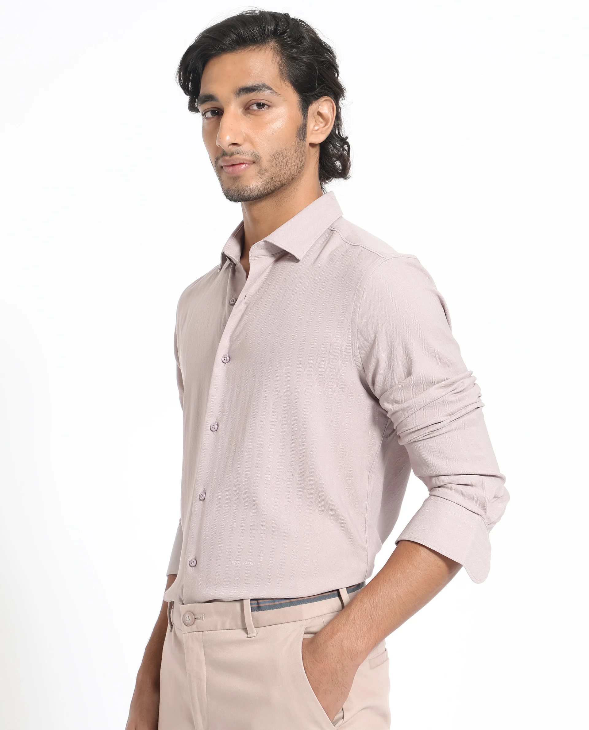 Rare Rabbit Men's Me Pastel Purple Polyester Plain Regular Fit Full Sleeve Collared Shirt - Image 11
