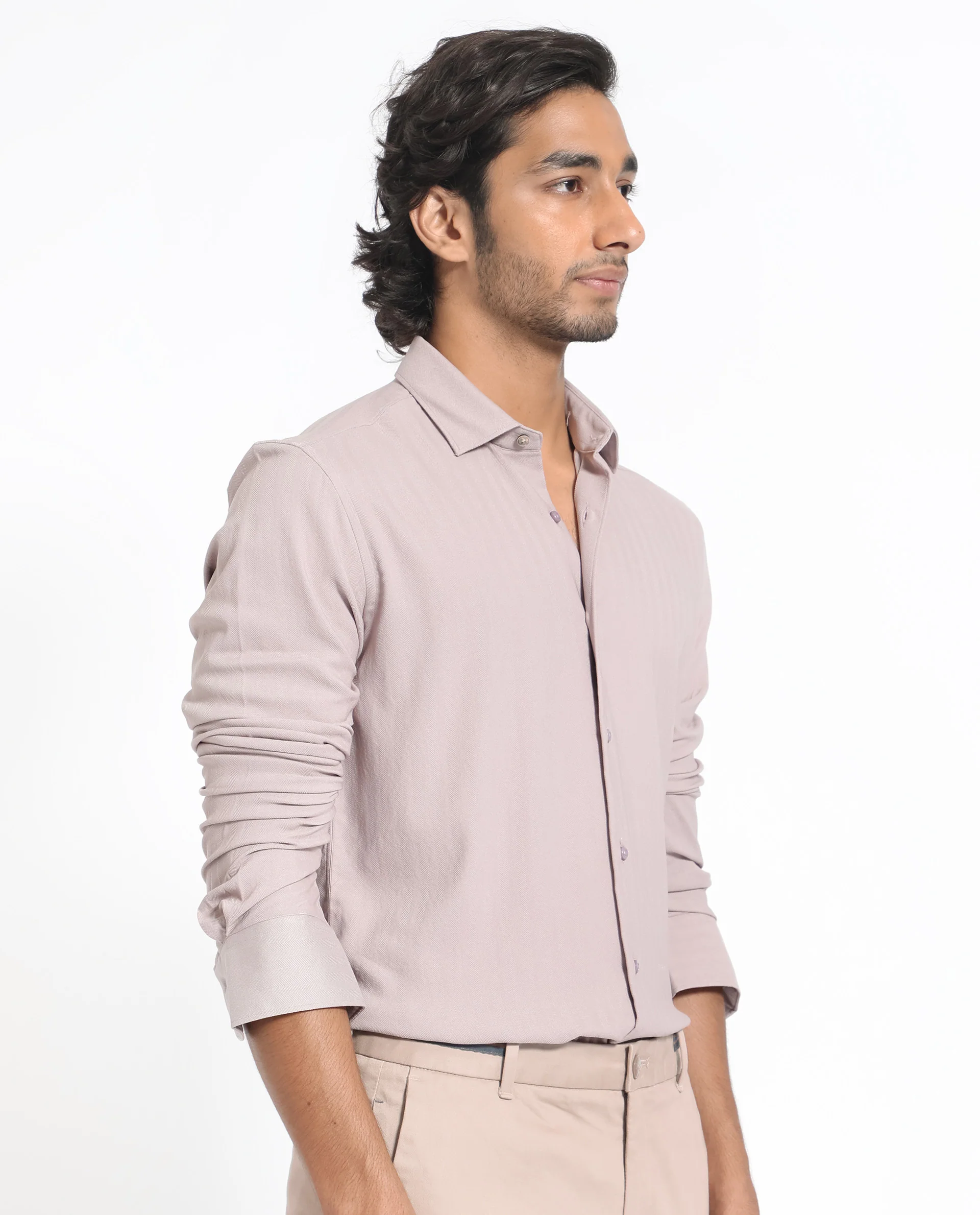 Rare Rabbit Men's Me Pastel Purple Polyester Plain Regular Fit Full Sleeve Collared Shirt - Image 12