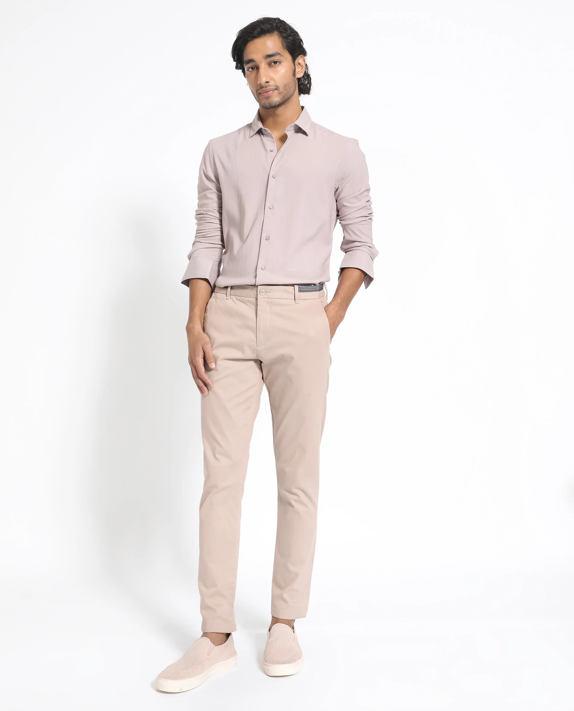 Rare Rabbit Men's Me Pastel Purple Polyester Plain Regular Fit Full Sleeve Collared Shirt - Image 3