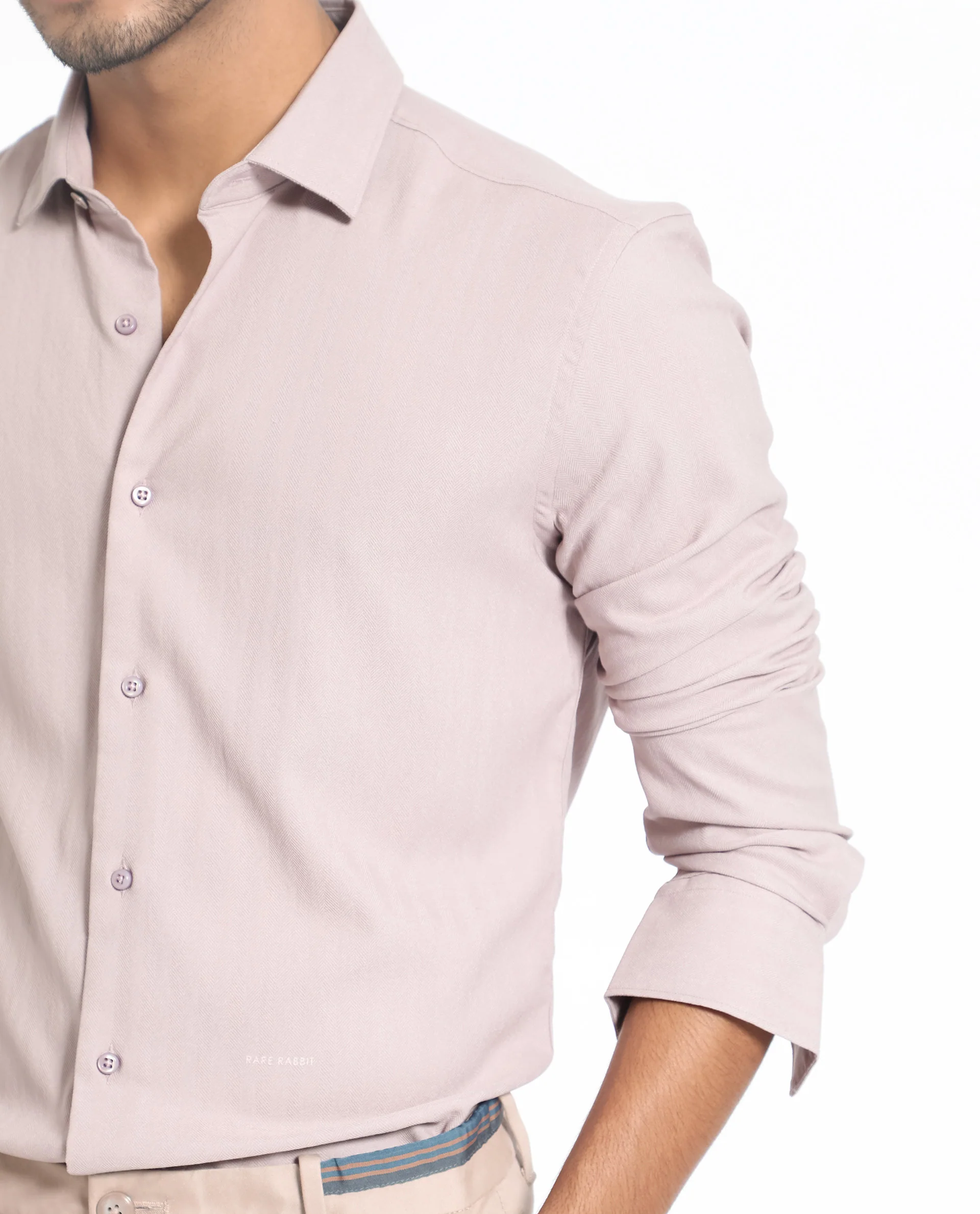 Rare Rabbit Men's Me Pastel Purple Polyester Plain Regular Fit Full Sleeve Collared Shirt - Image 7