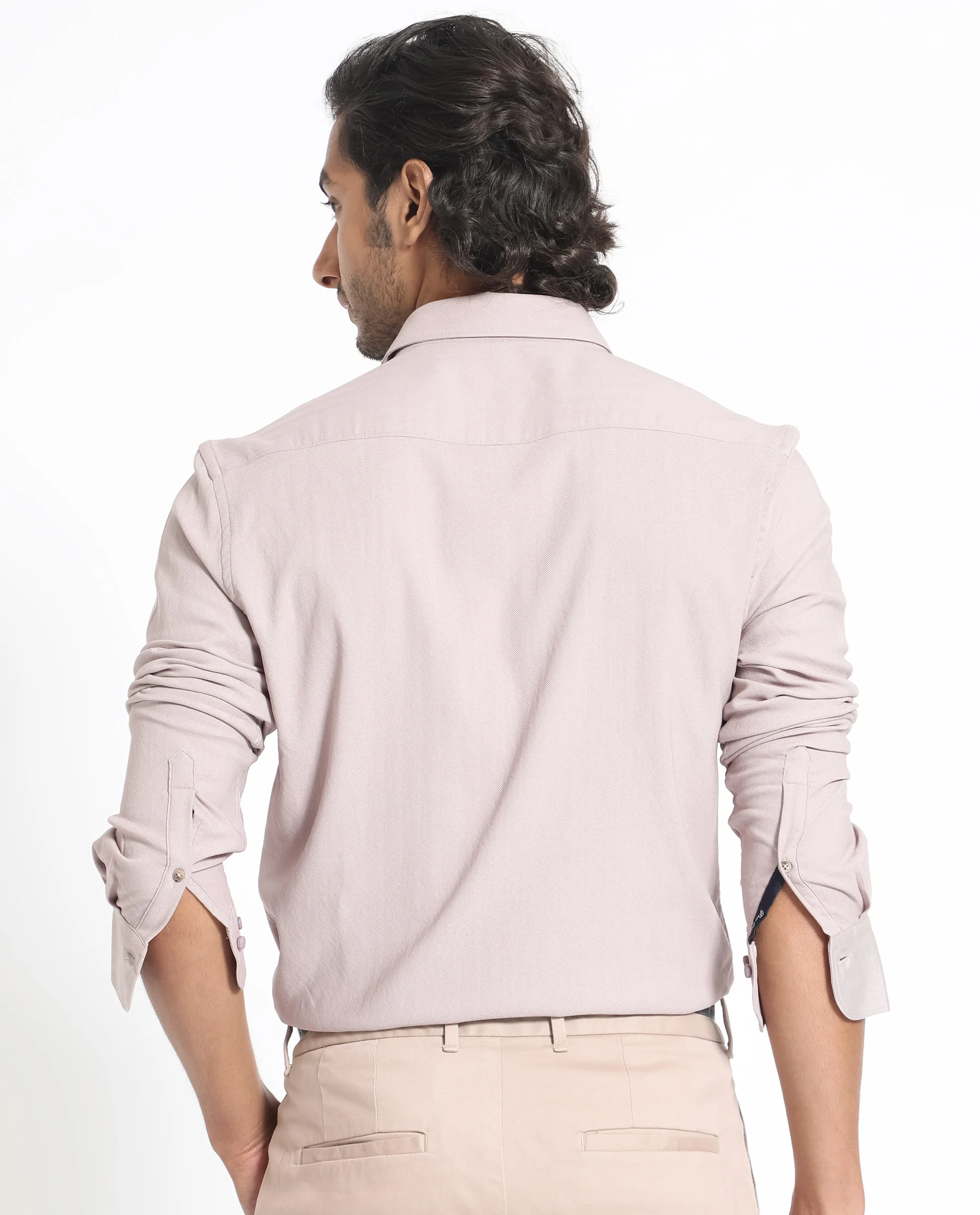 Rare Rabbit Men's Me Pastel Purple Polyester Plain Regular Fit Full Sleeve Collared Shirt - Image 9