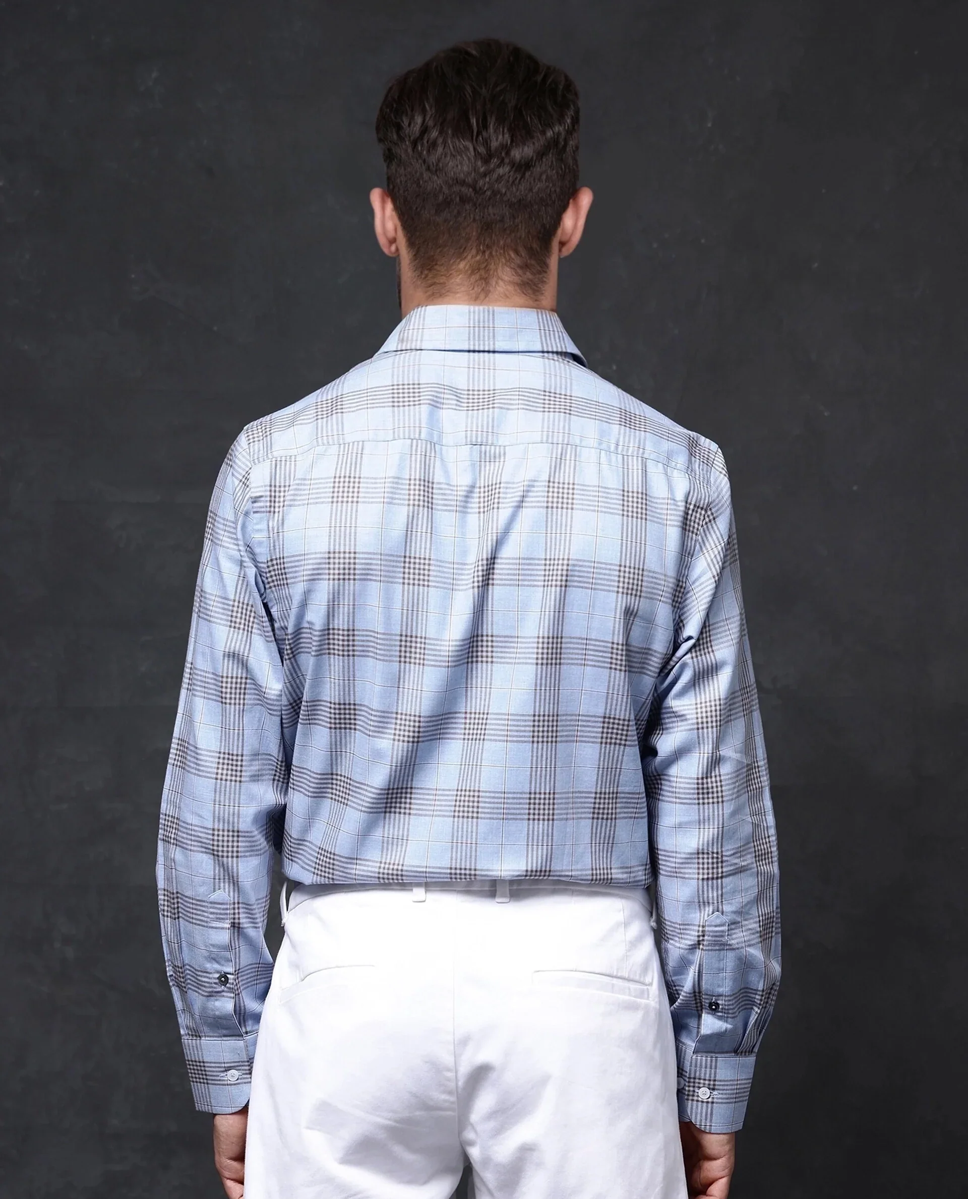 Rare Rabbit Men's Mead Blue Cotton Checked Print Regular Fit Full Sleeve Collared Shirt - Image 5