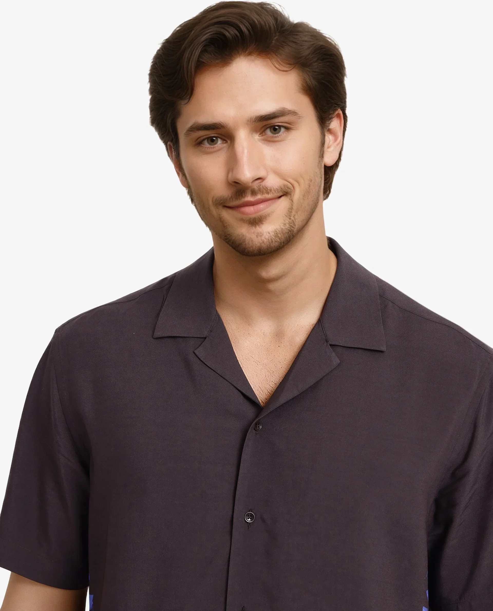 Rare Rabbit Men's Meb Dark Brown Viscose Printed Boxy Fit Half Sleeve Cuban Collar Shirt - Image 6
