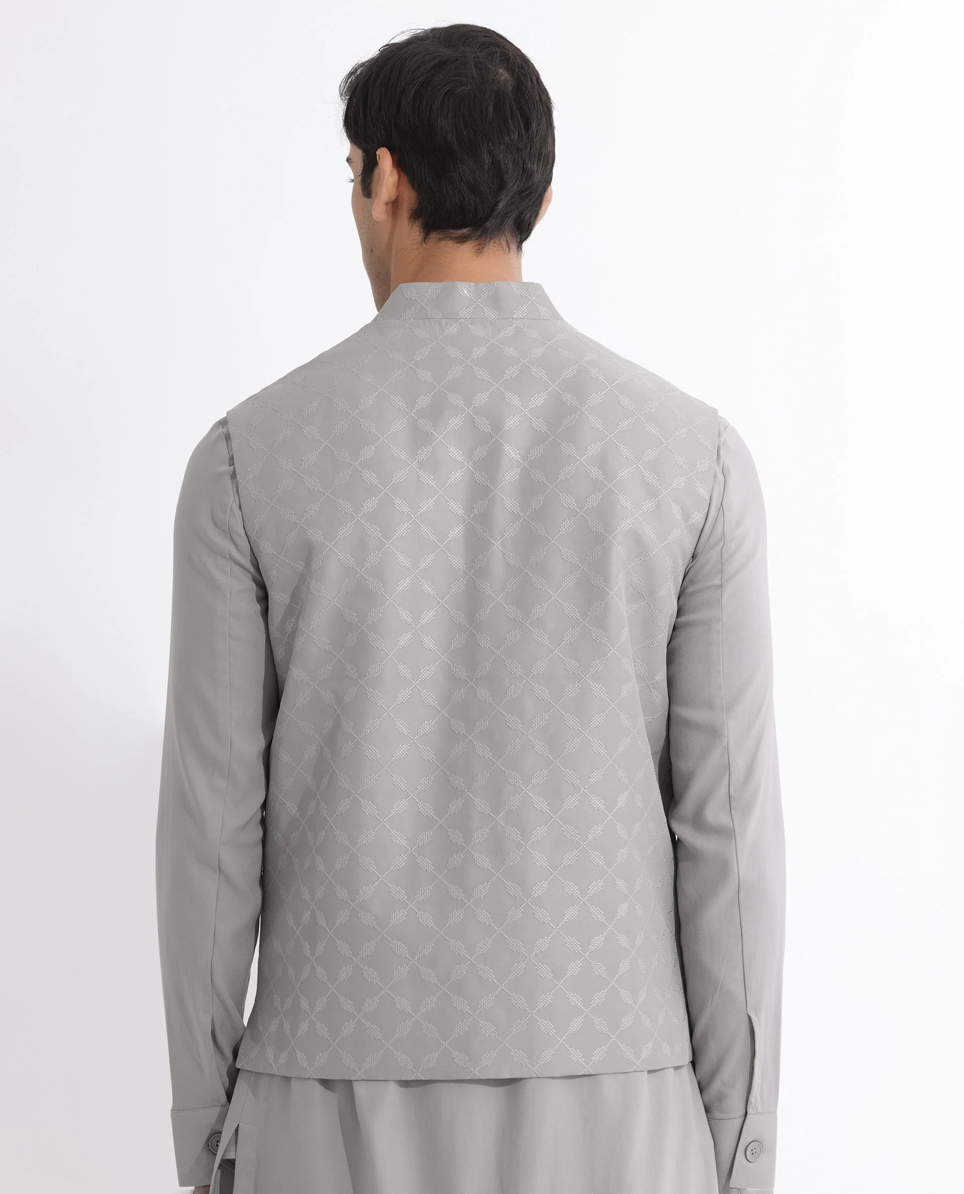 Rare Rabbit Men's Medob Grey Viscose Embroidered Tailored Fit Sleeveless Mandarin Collar Bandhgala Rare Rabbit Men's Lasmos-B1 Beige Viscose Embroidered Regular Fit Sleeveless Mandarin Collar Bandhgala Nehru Jacket - Image 10