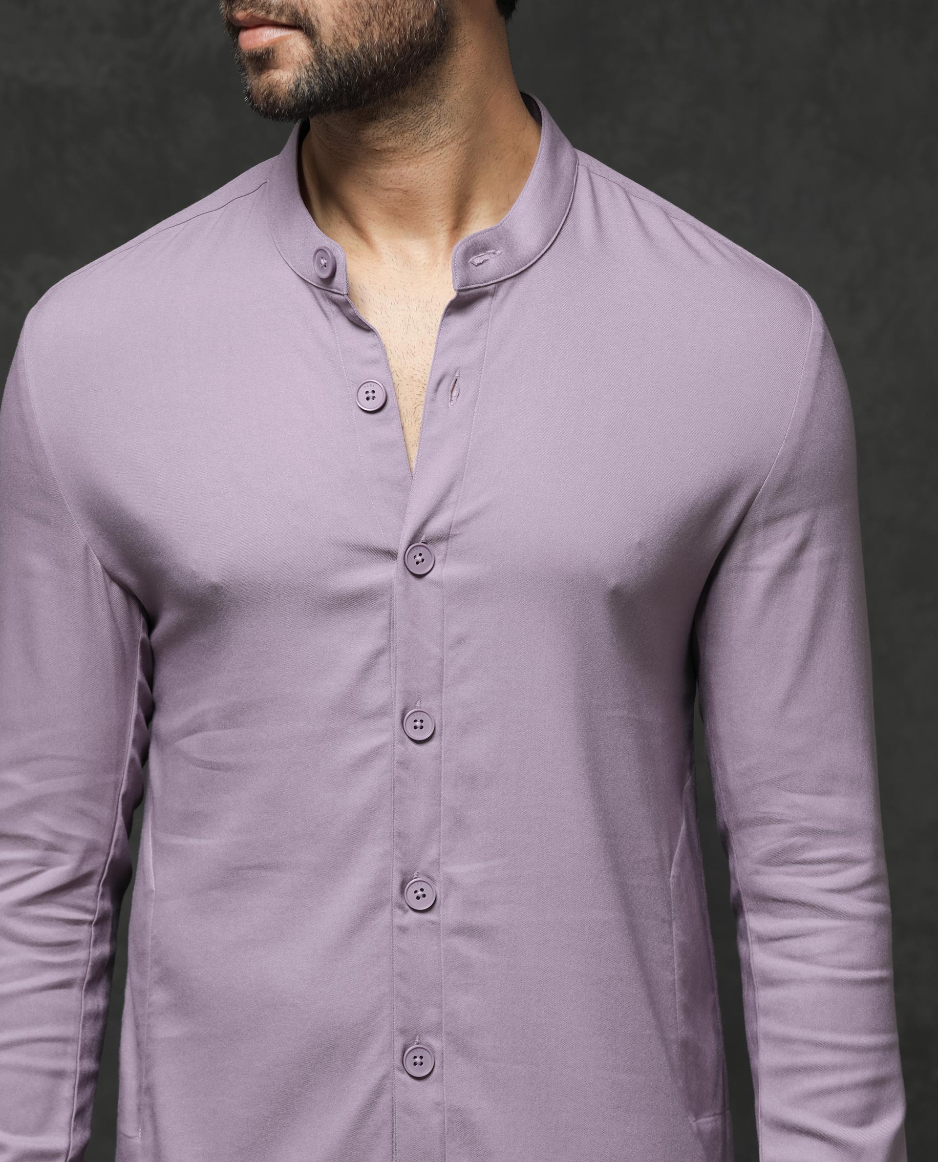 Rare Rabbit Men's Medo K1 Pastel Purple Viscose Plain Regular Fit Full Sleeve Mandarin Collar Kurta - Image 8