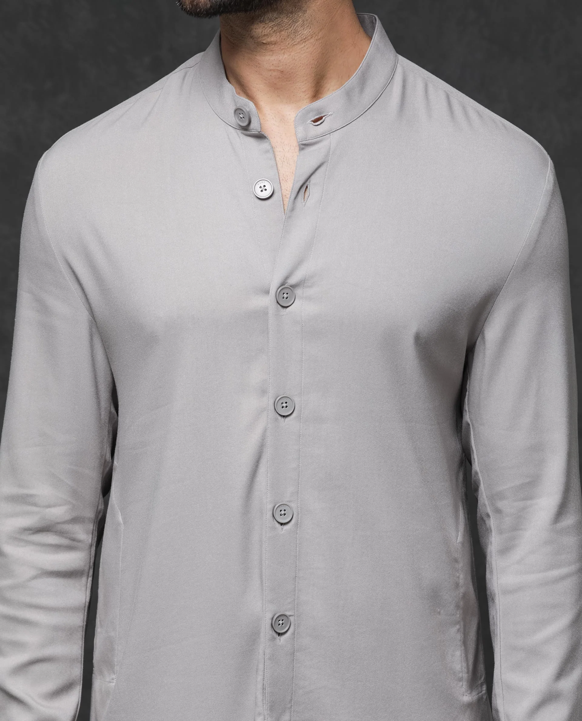 Rare Rabbit Men's Medo Kpb Grey Viscose Embroidered Regular Fit Full Sleeve Mandarin Collar Kurta Suit - Image 10