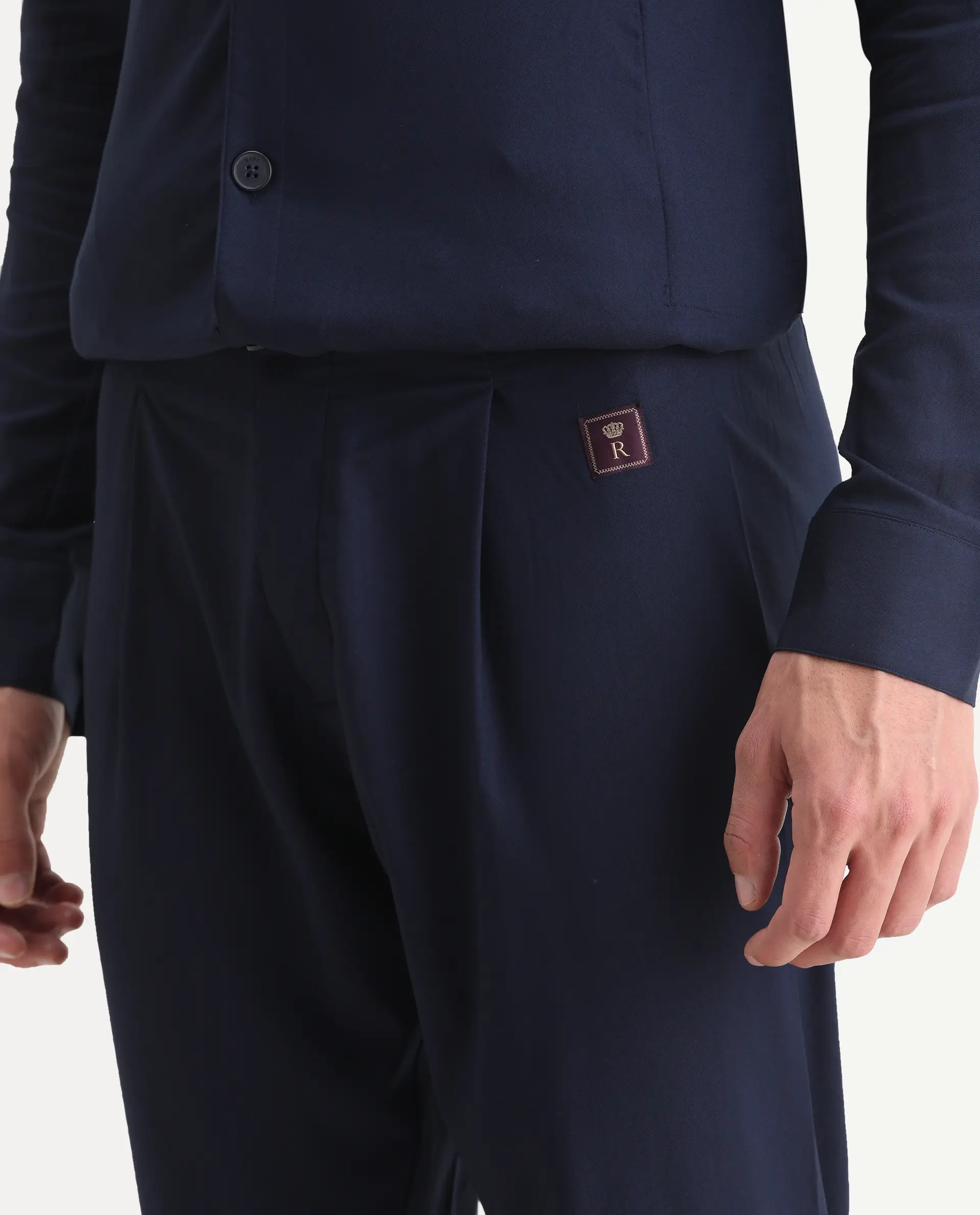 Rare Rabbit Men's Medop Dark Navy Viscose Plain Slim Fit Pajama - Image 3