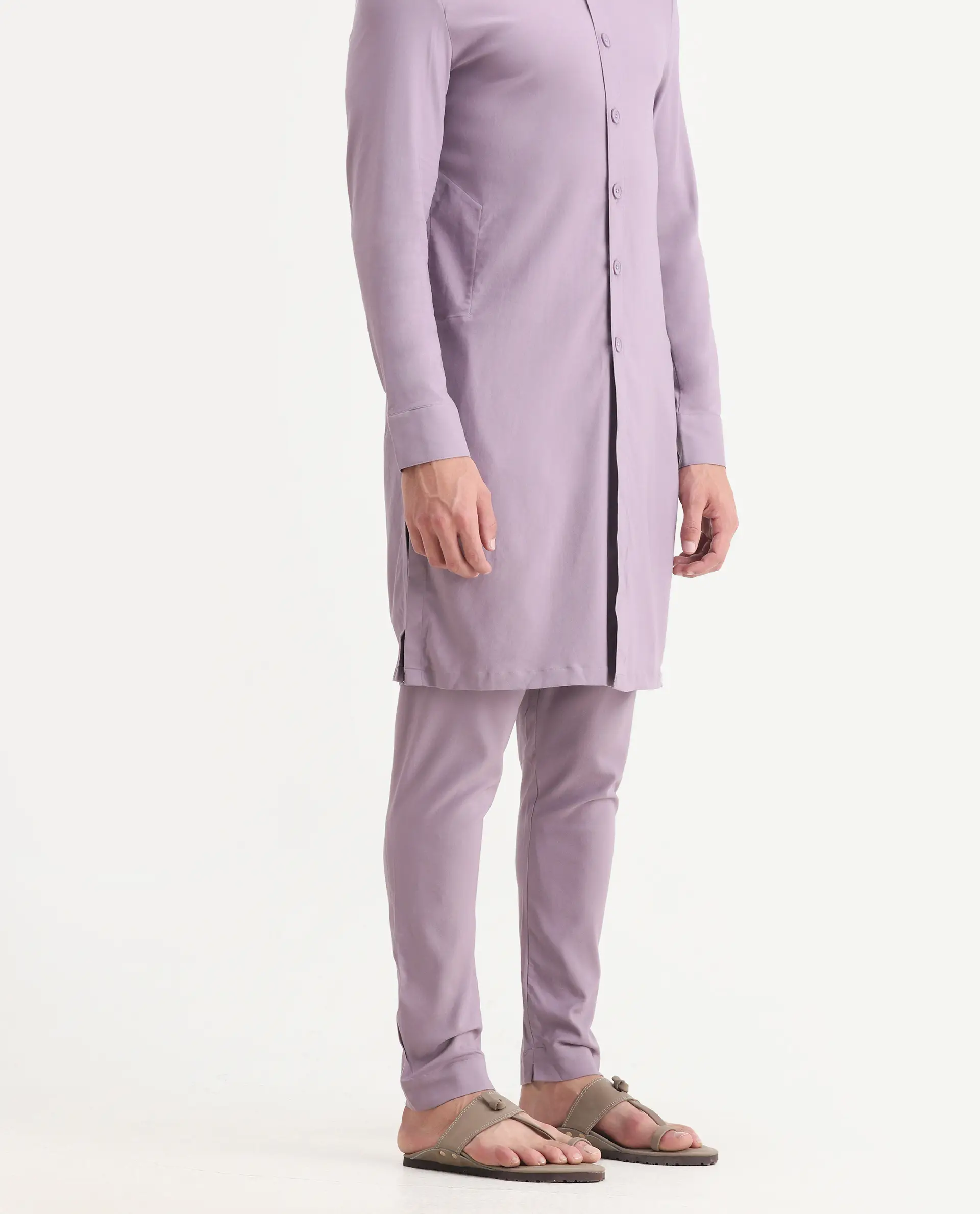 Rare Rabbit Men's Medop Pastel Purple Viscose Plain Slim Fit Pajama - Image 2