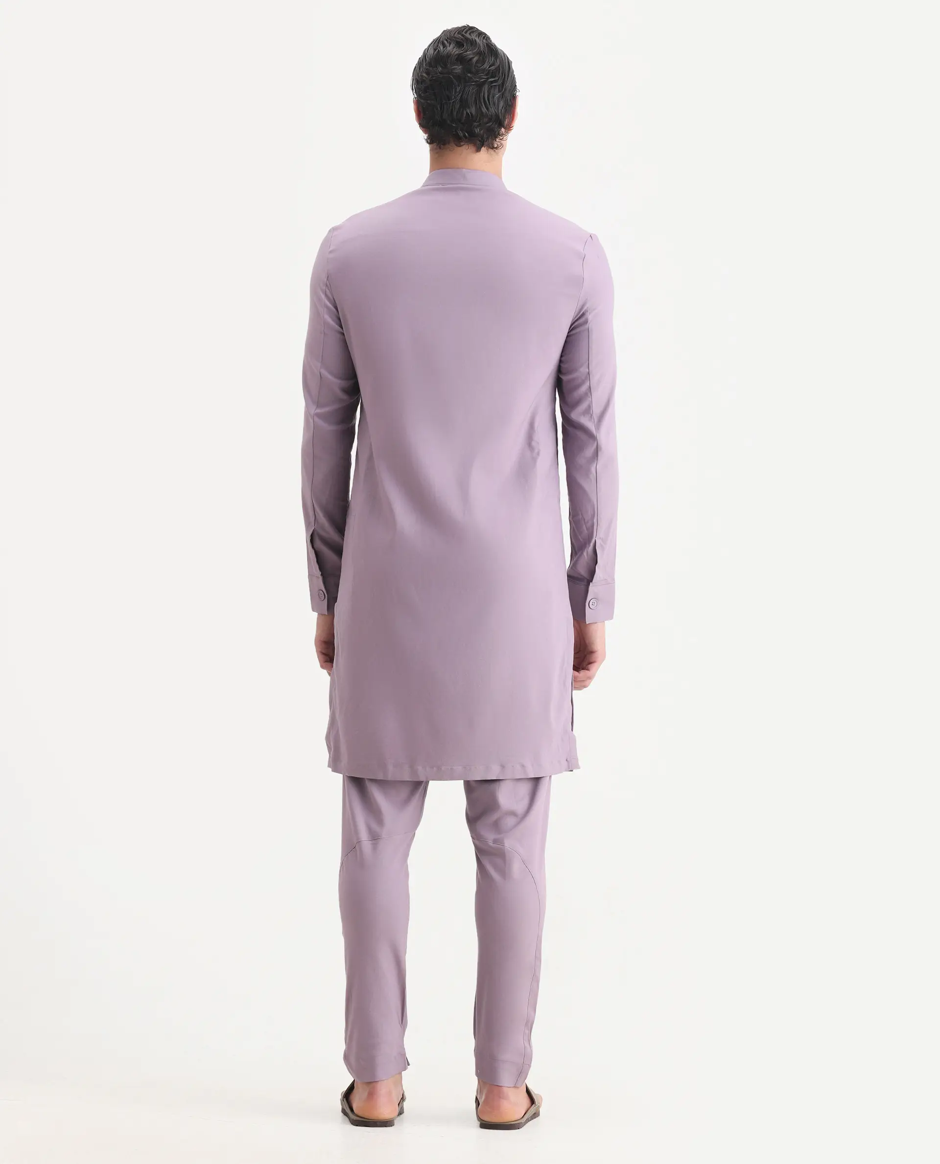 Rare Rabbit Men's Medop Pastel Purple Viscose Plain Slim Fit Pajama - Image 7