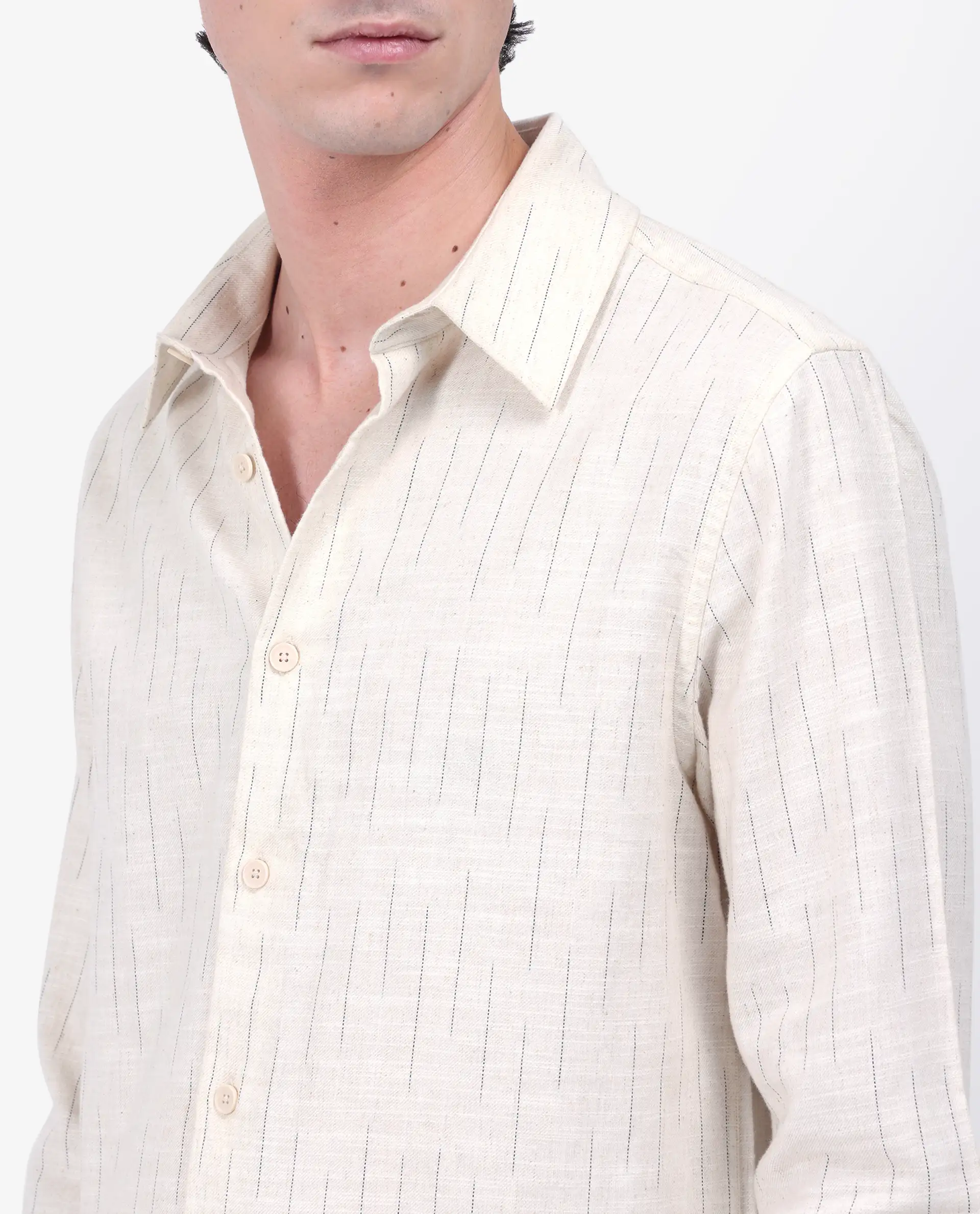 Rare Rabbit Men's Meem Beige Cotton Striped Print Regular Fit Full Sleeve Collared Shirt - Image 7