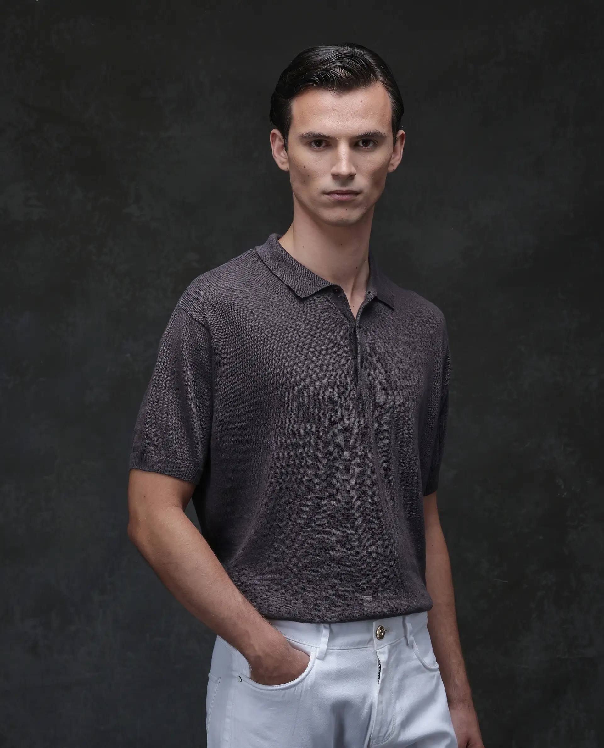 Rare Rabbit Men's Mekko Dusky Brown 100% Linen Plain Regular Fit Half Sleeve Polo - Image 6