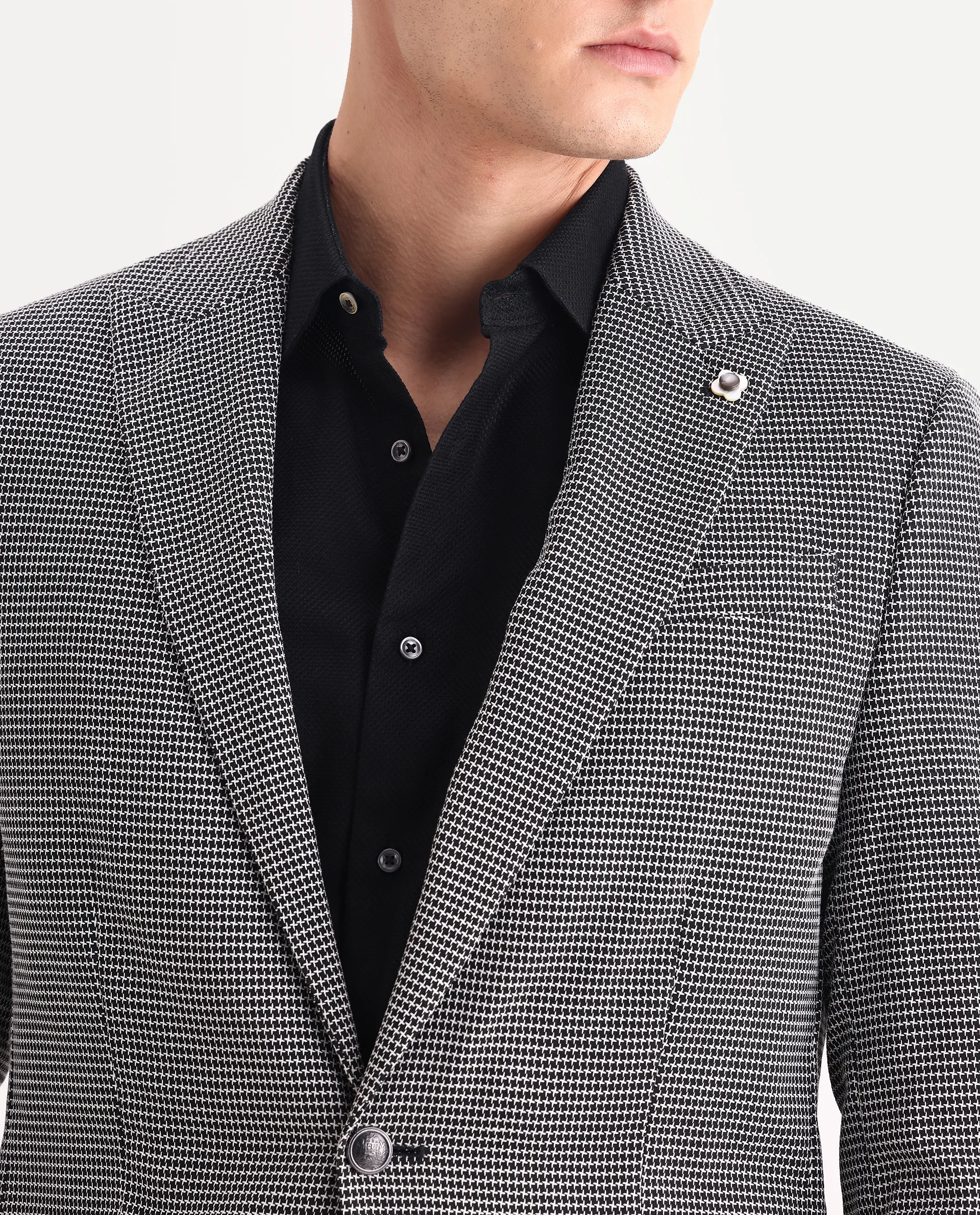 Rare Rabbit Men's Mellion Black Polyester Jacquard Tailored Fit Full Sleeve Lapel Neck Blazer - Image 3