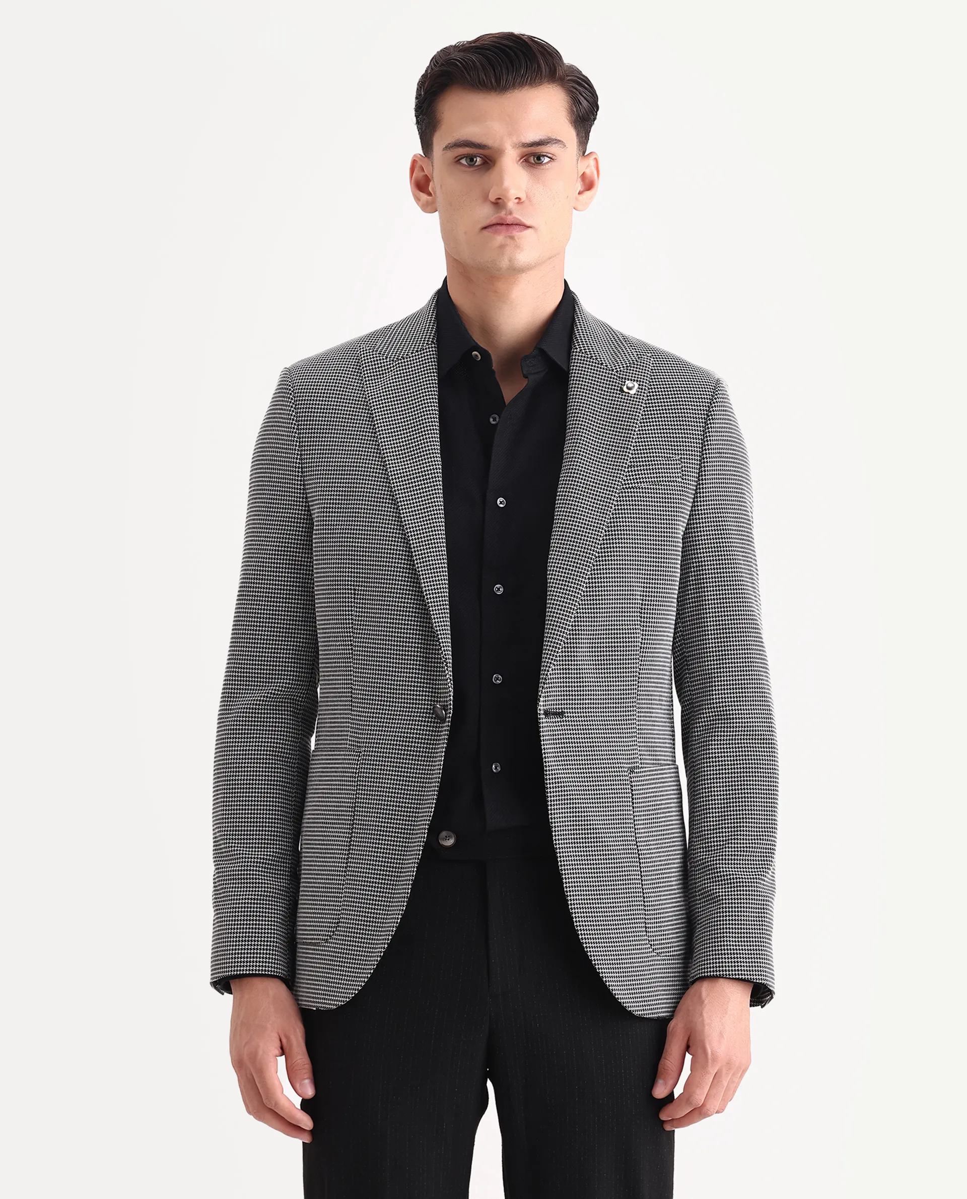Rare Rabbit Men's Mellion Black Polyester Jacquard Tailored Fit Full Sleeve Lapel Neck Blazer - Image 6
