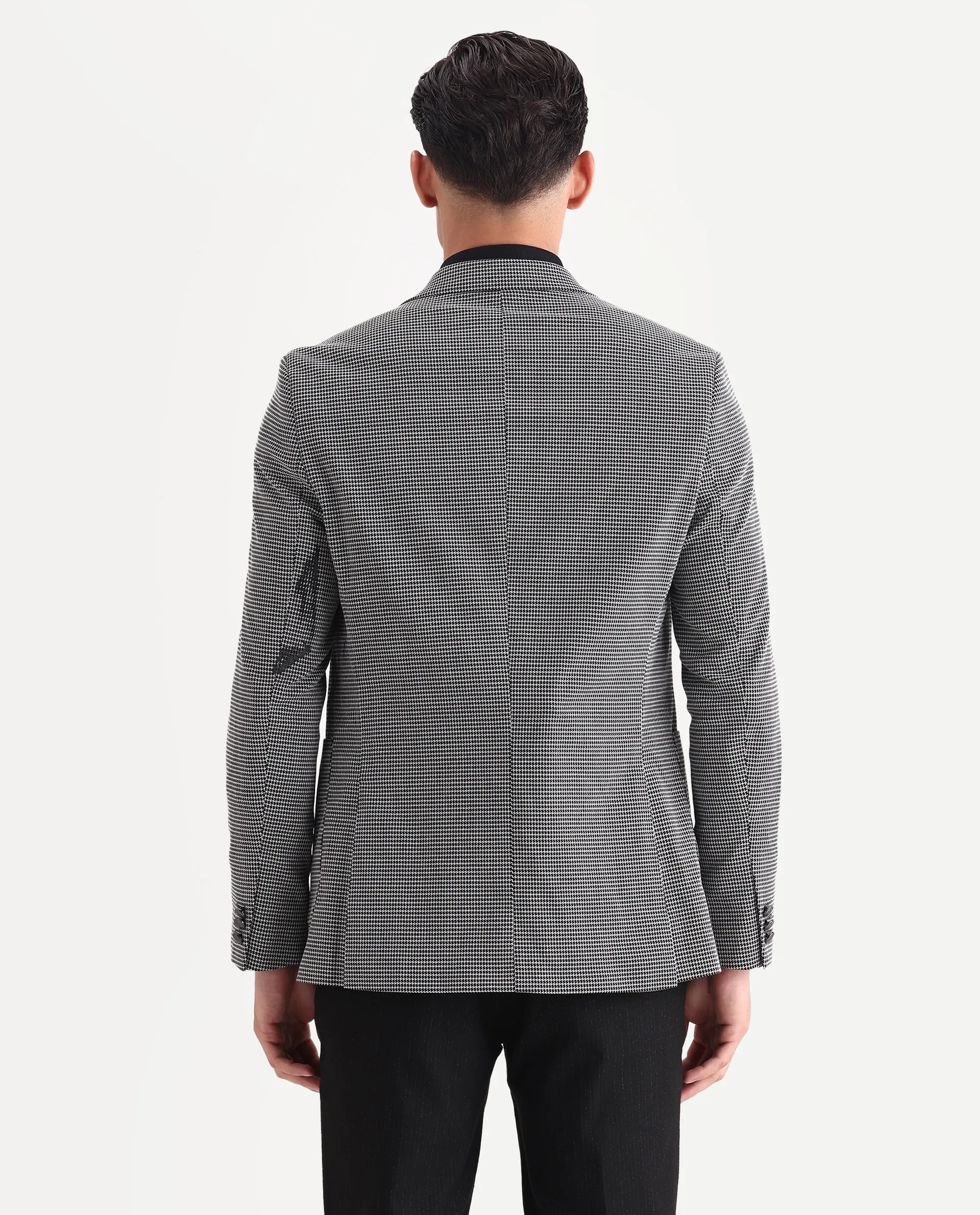 Rare Rabbit Men's Mellion Black Polyester Jacquard Tailored Fit Full Sleeve Lapel Neck Blazer - Image 8