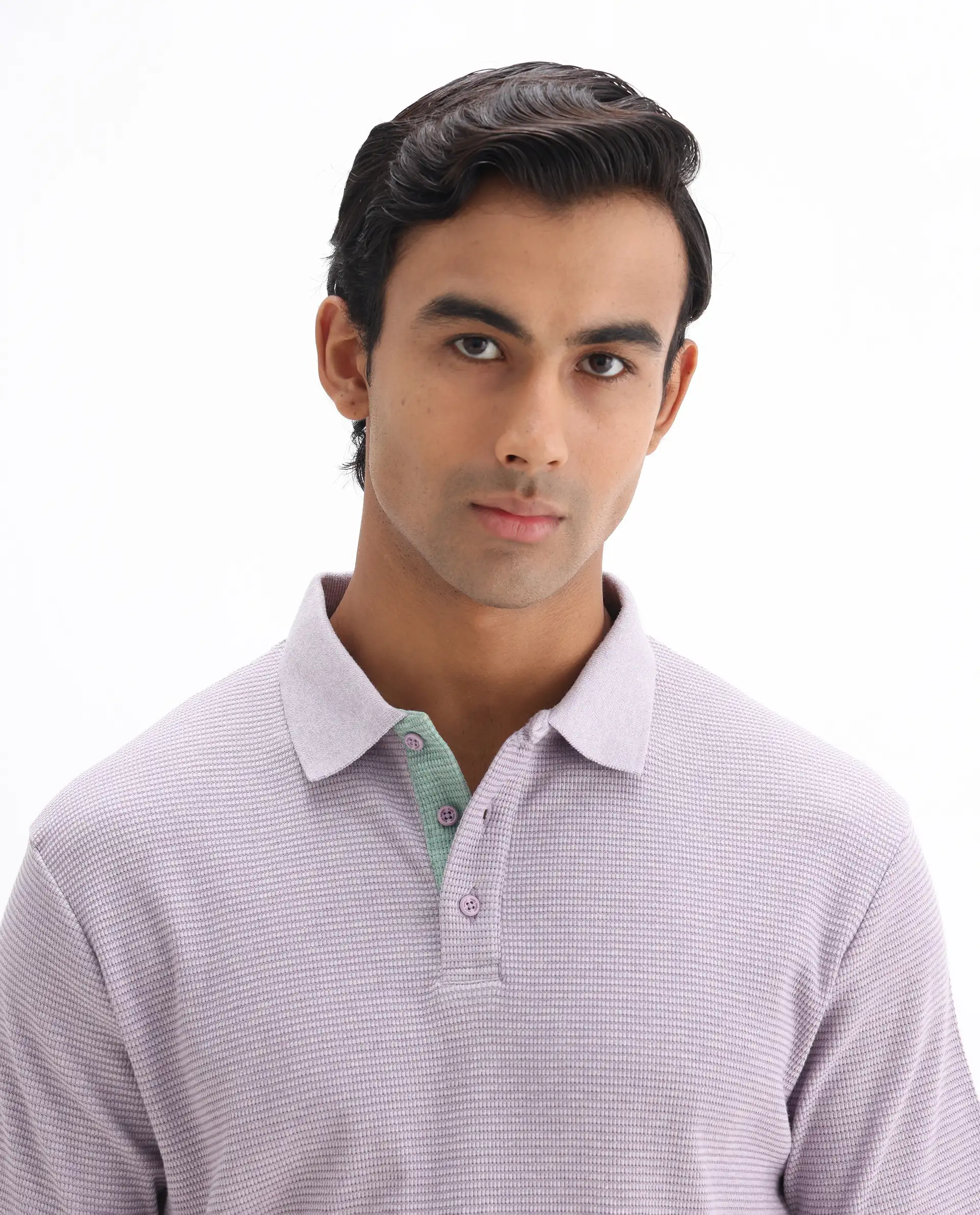 Rare Rabbit Men's Mello Dusky Purple Cotton Plain Regular Fit Half Sleeve Polo - Image 6