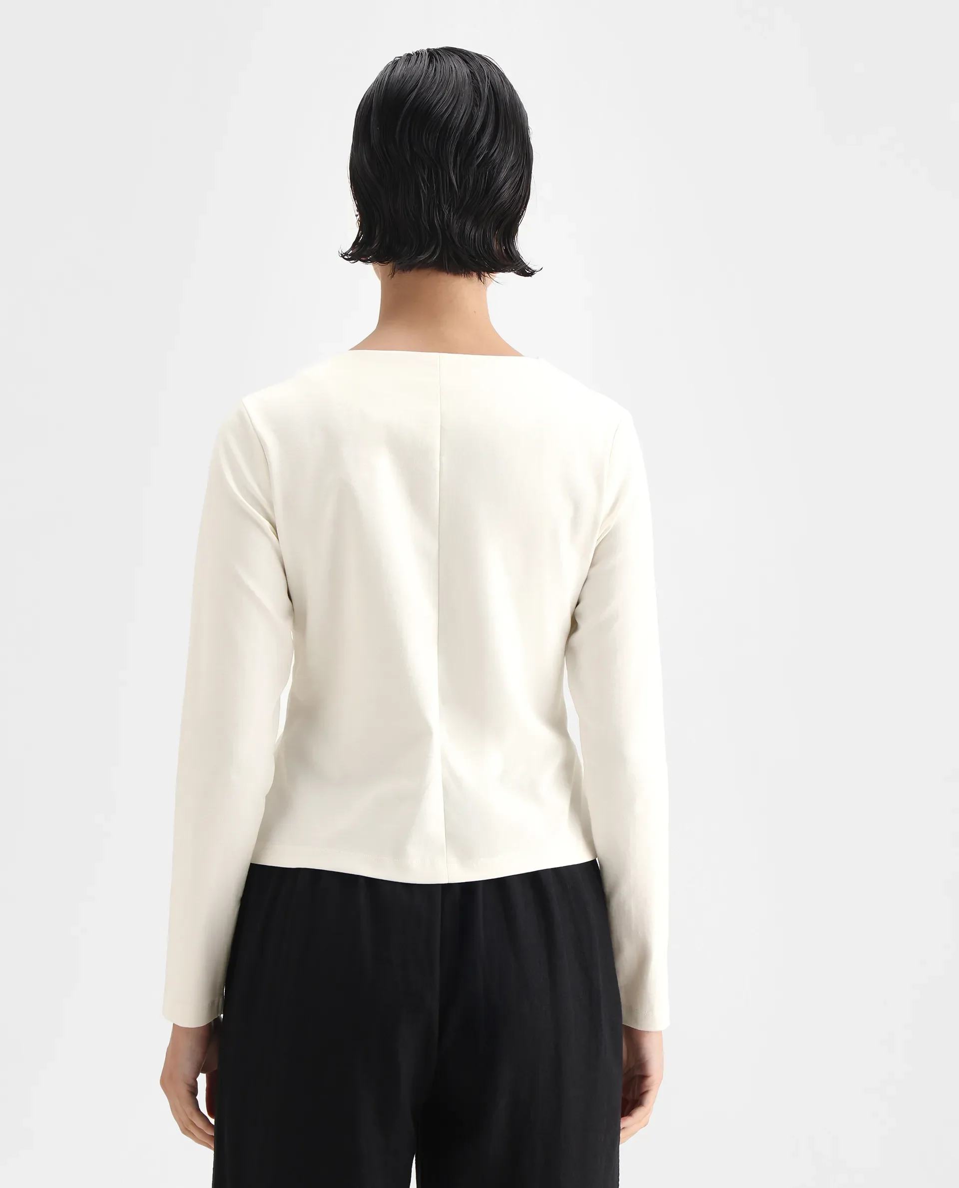 Rareism Women's Mellow White Polyester Blend V-Neck Plain Regular Fit Top - Image 7