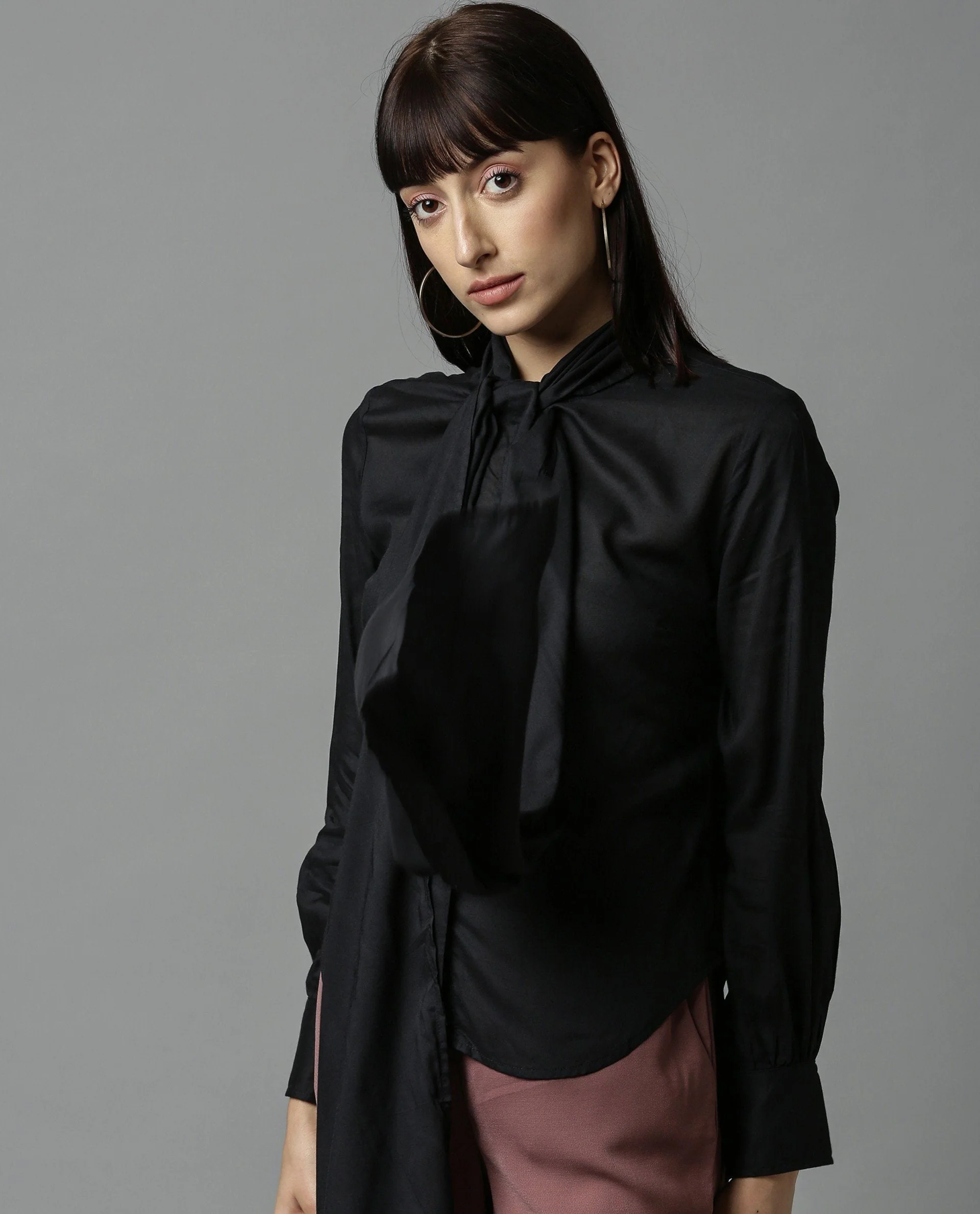 Rareism Women Melody Black Top Full Sleeves Solid - Image 2