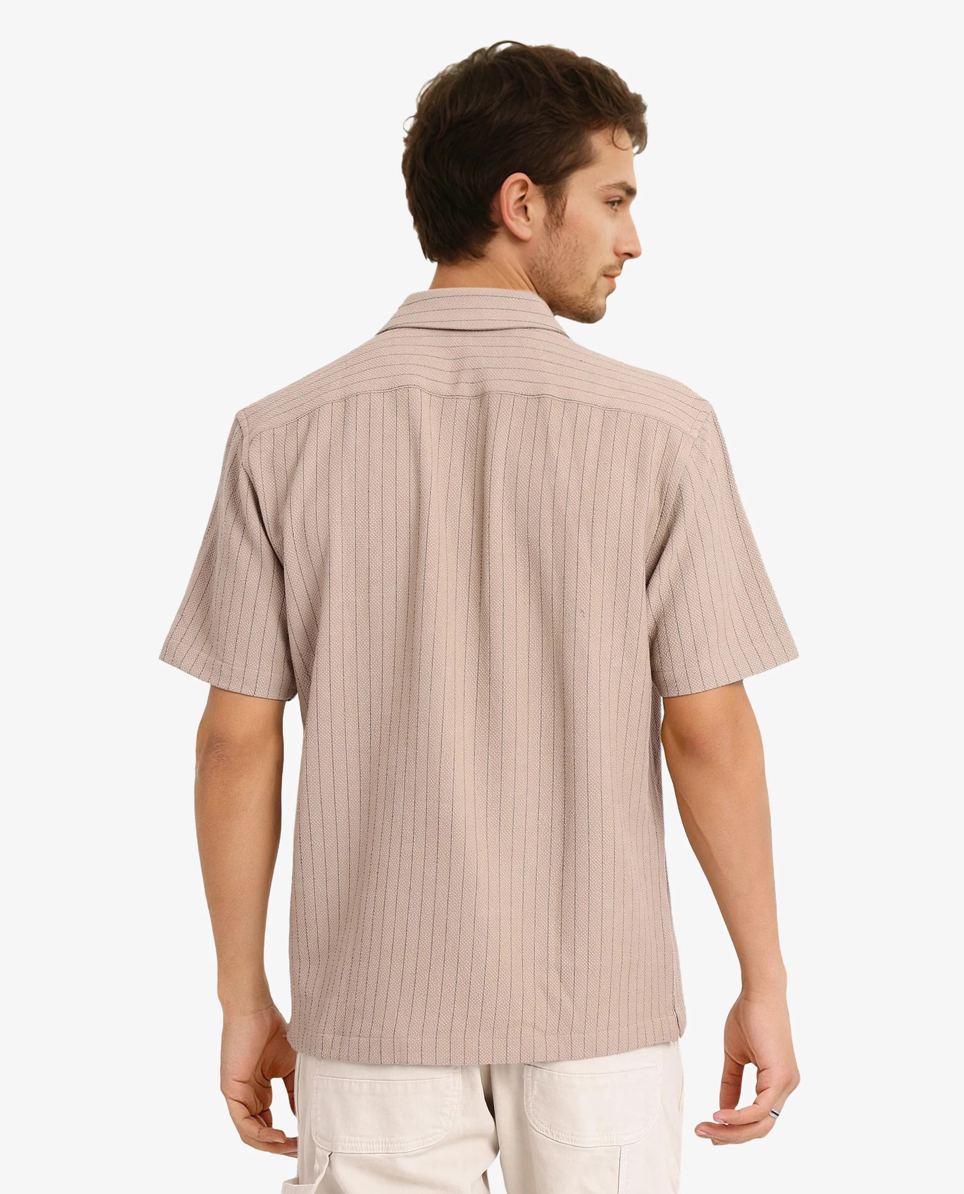 Rare Rabbit Men's Cotton Striped Print Regular Fit Half Sleeve Cuban Collar Shirt - Image 4