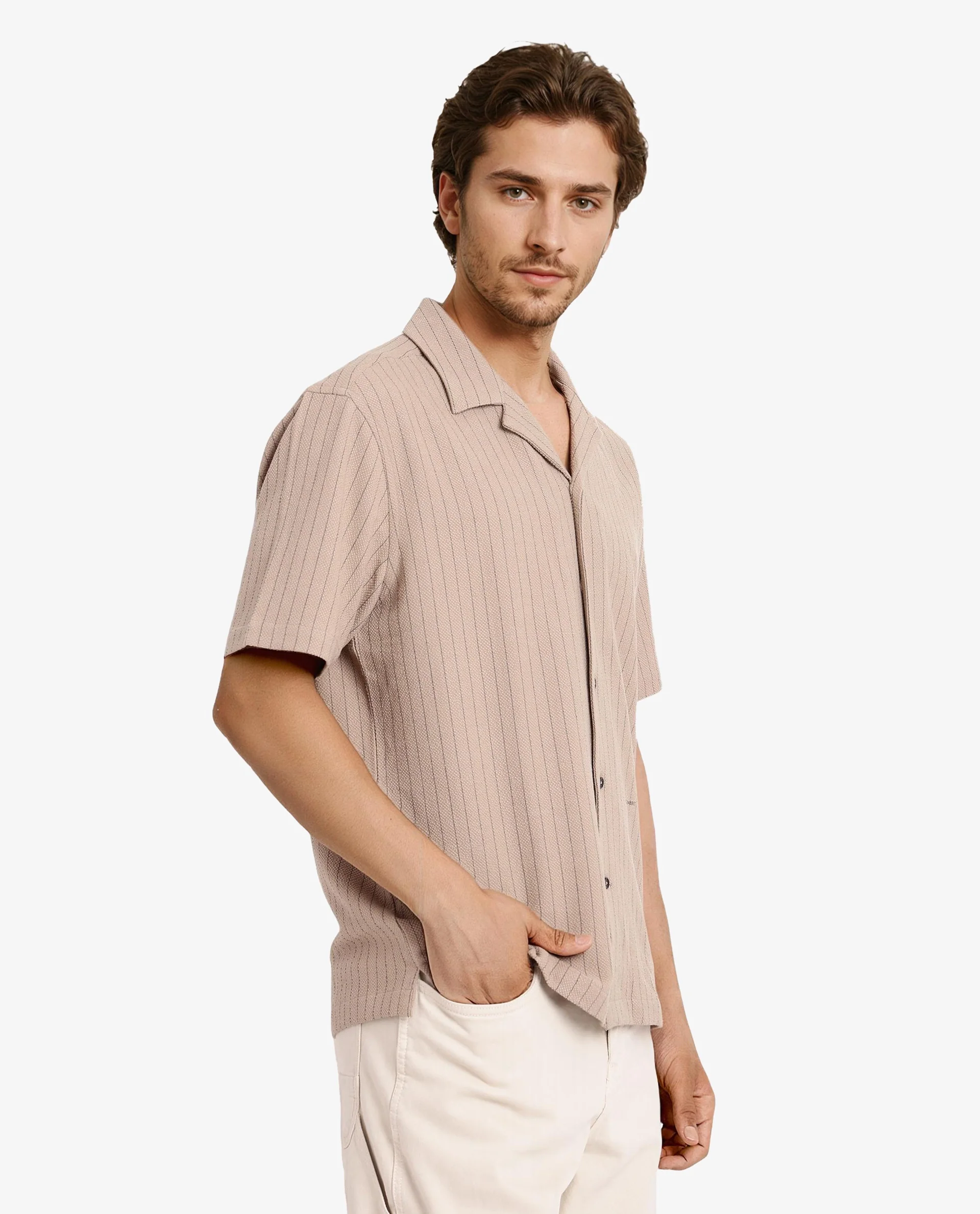 Rare Rabbit Men's Cotton Striped Print Regular Fit Half Sleeve Cuban Collar Shirt - Image 6