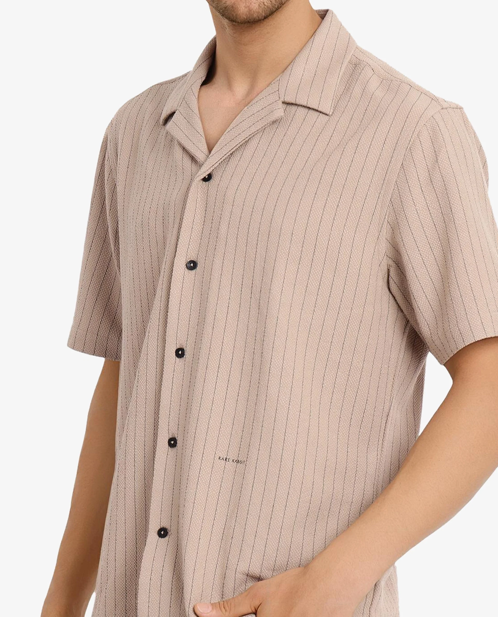 Rare Rabbit Men's Cotton Striped Print Regular Fit Half Sleeve Cuban Collar Shirt - Image 7