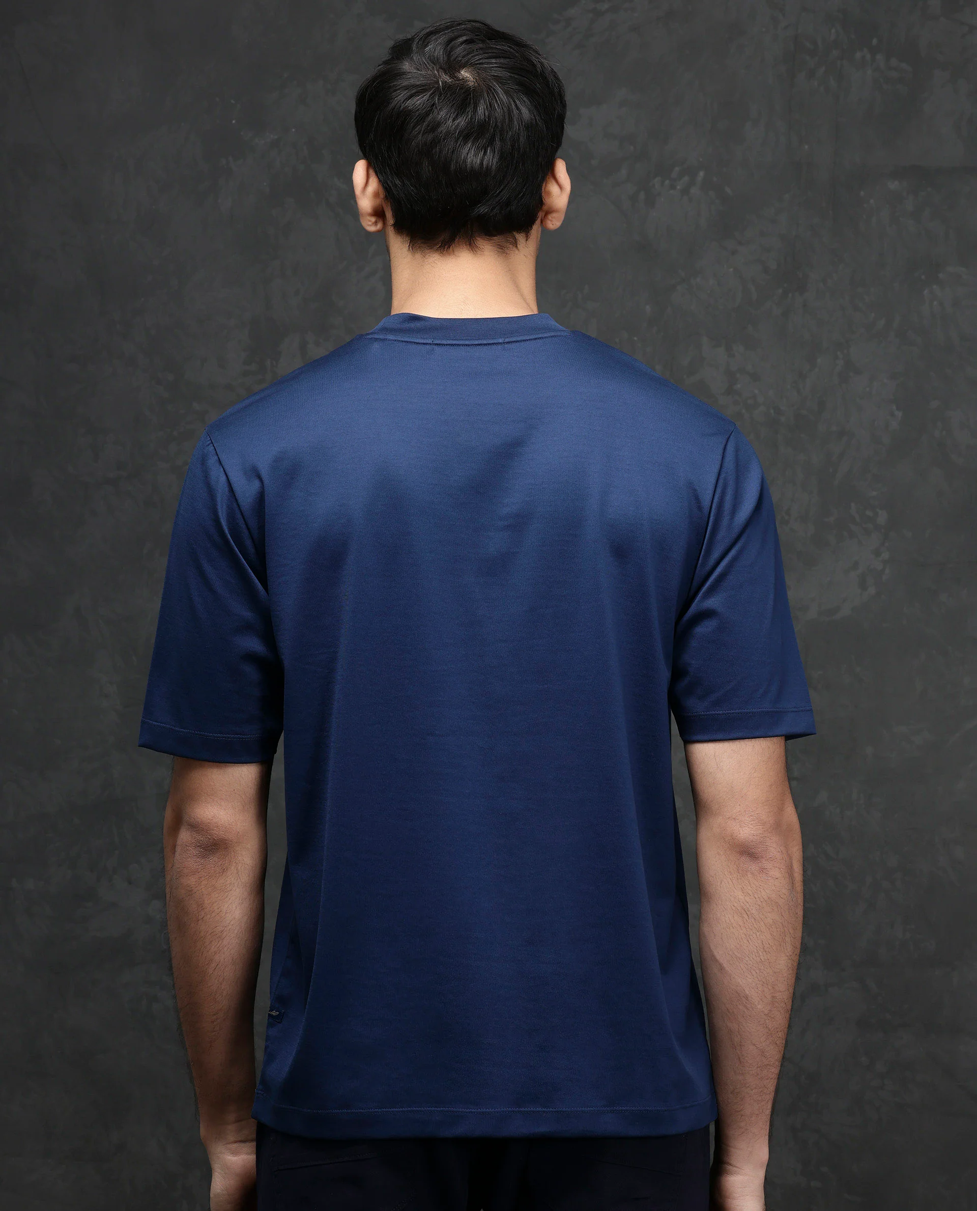 Rare Rabbit Men's Melor Dark Blue Cotton Blend Graphic Print Oversized Fit Half Sleeve Crew Neck T-Shirt - Image 4
