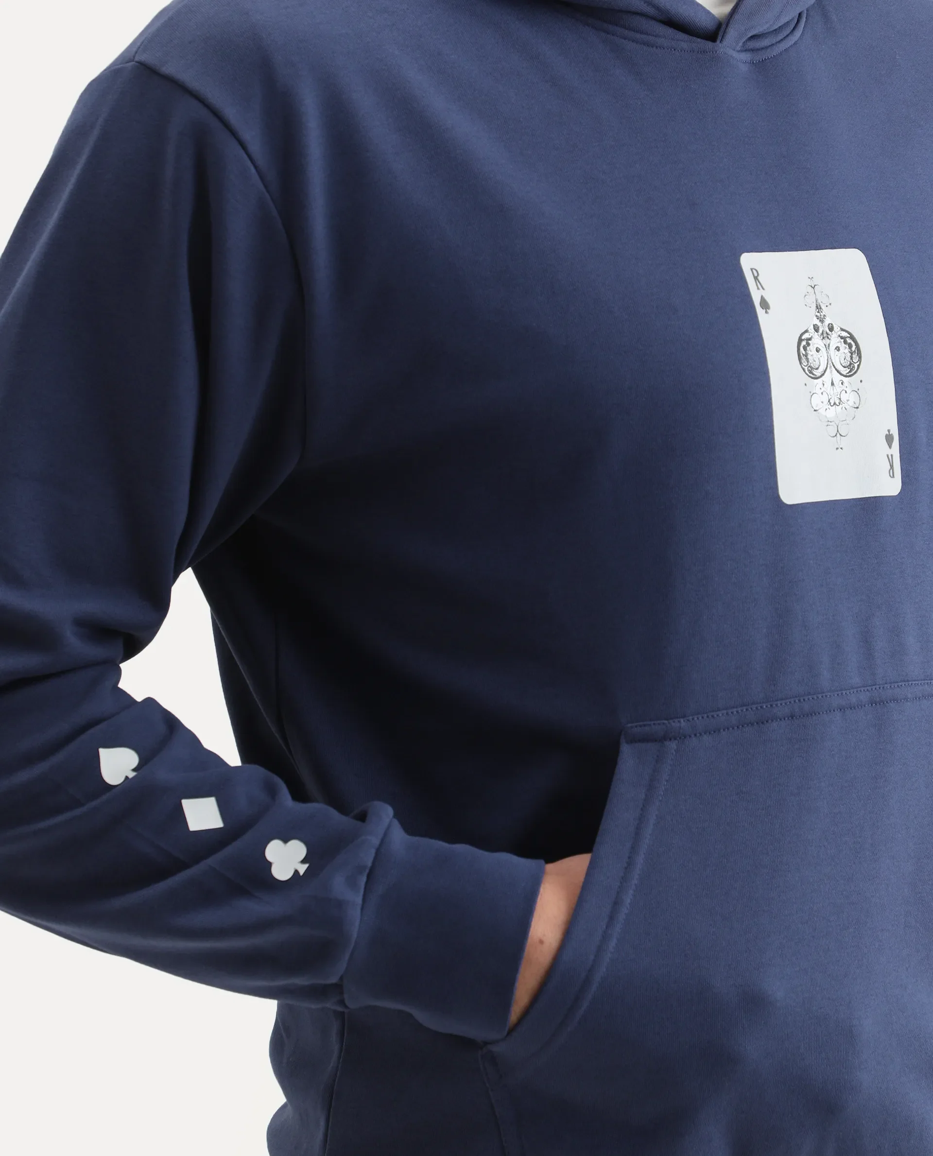 Rare Rabbit Men's Meloro Navy Cotton Blend Graphic Print Regular Fit Full Sleeve Hooded Sweatshirt - Image 4