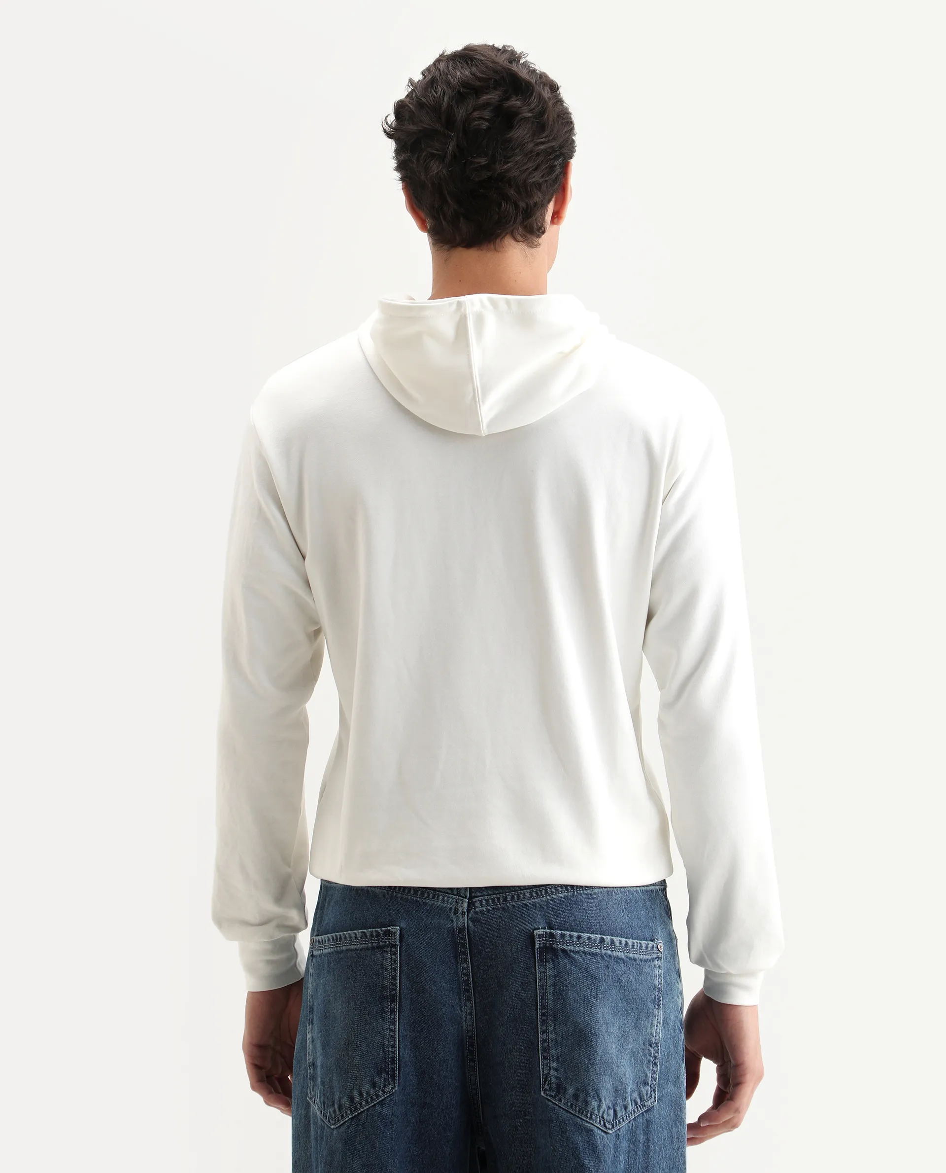 Rare Rabbit Men's Meloro Off White Cotton Blend Graphic Print Regular Fit Full Sleeve Hooded Sweatshirt - Image 7