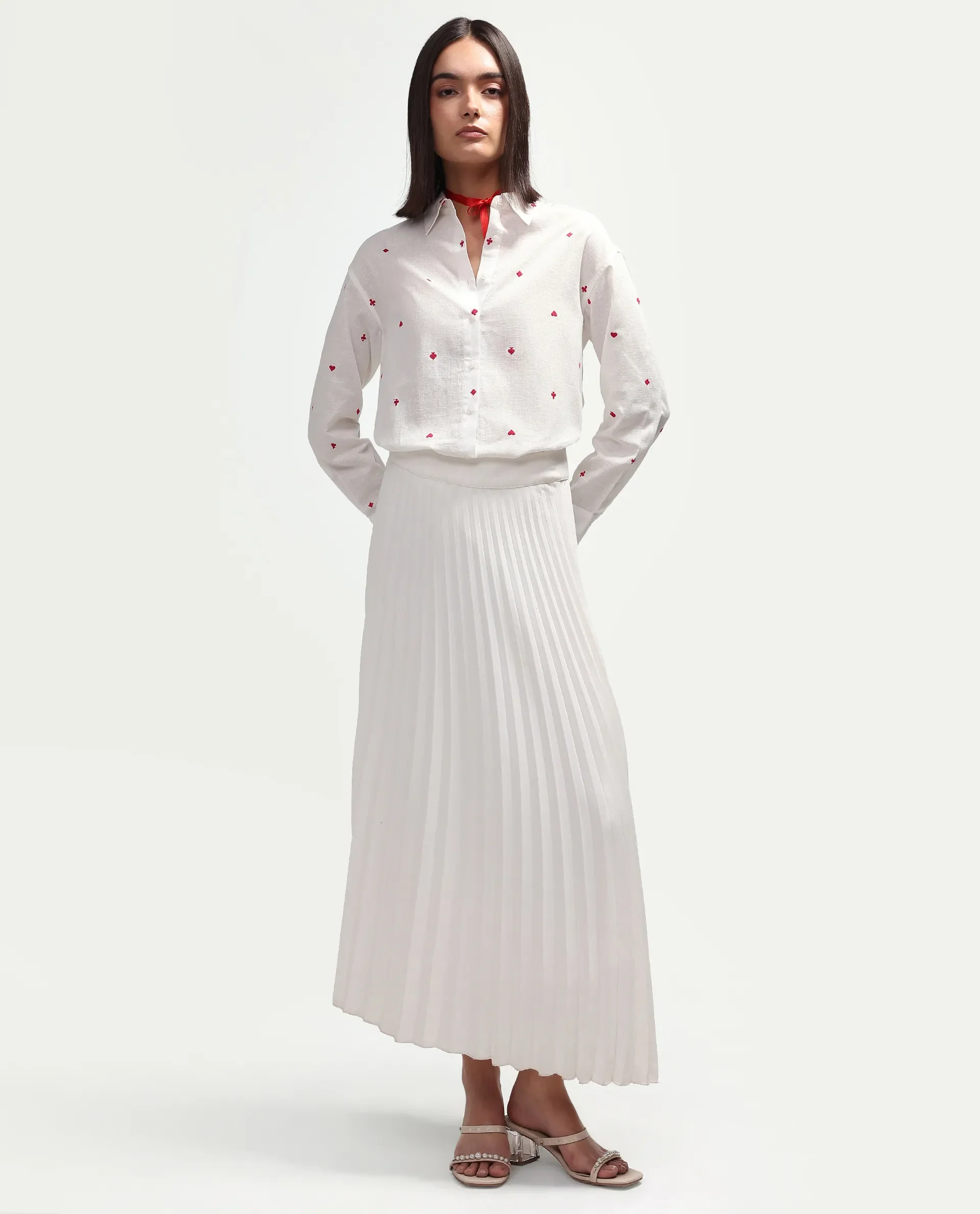 Rareism Women's Melox Off White Cotton Full Sleeve Spread Collar Relaxed Plain Shirt - Image 2