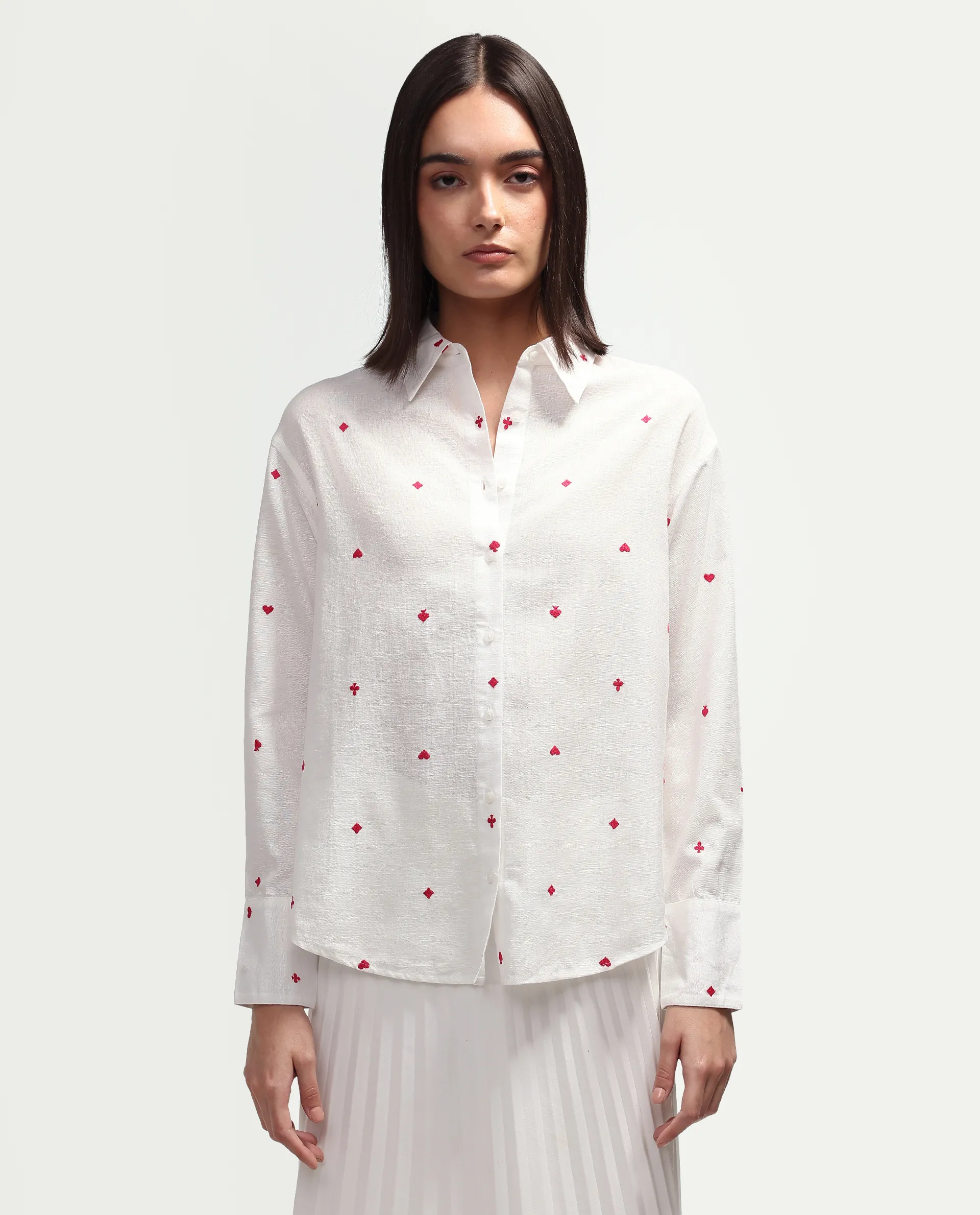 Rareism Women's Melox Off White Cotton Full Sleeve Spread Collar Relaxed Plain Shirt - Image 4
