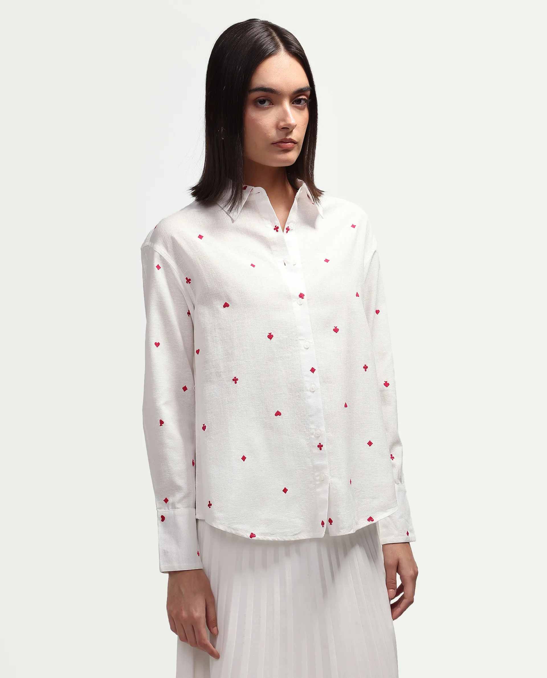 Rareism Women's Melox Off White Cotton Full Sleeve Spread Collar Relaxed Plain Shirt - Image 5