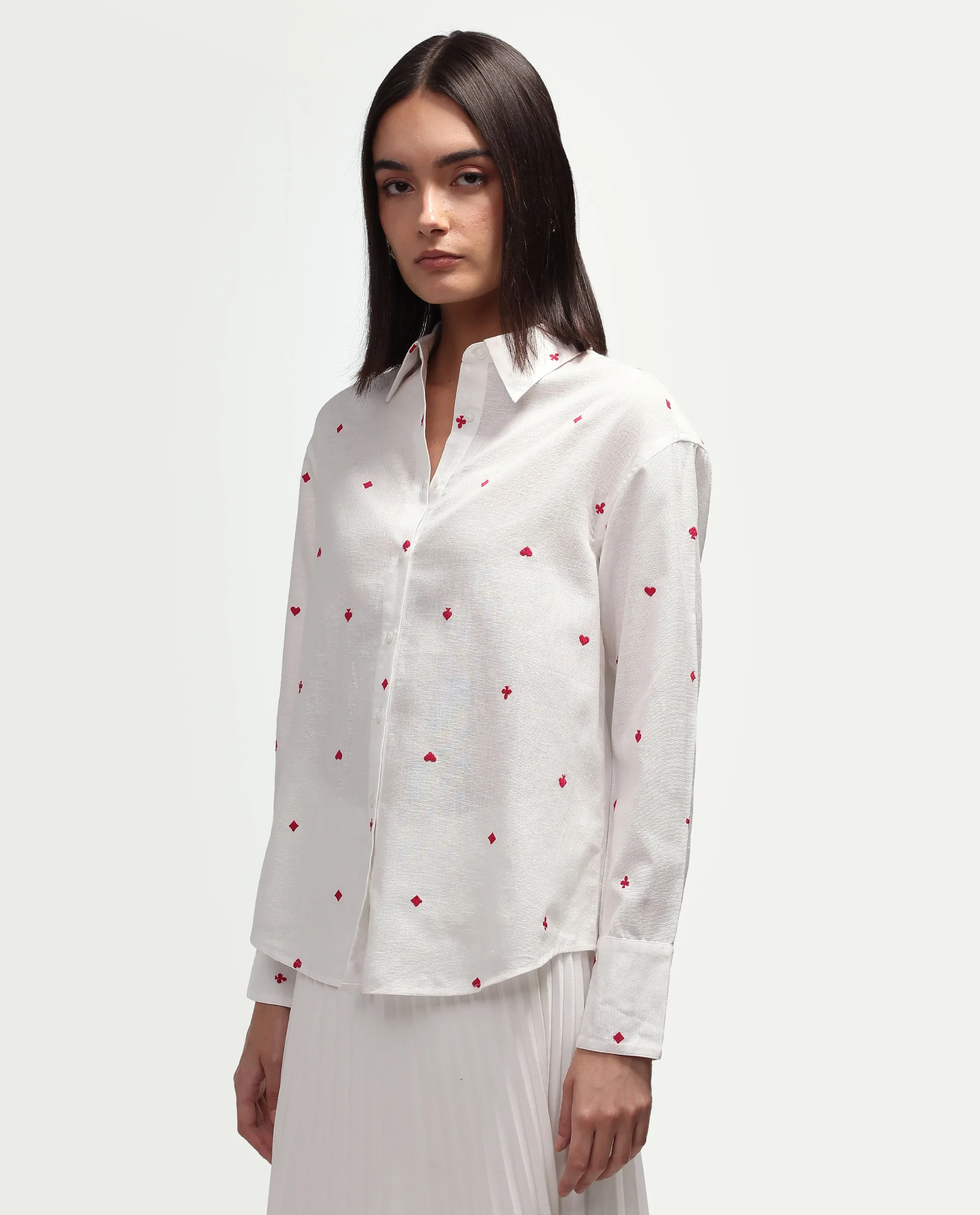Rareism Women's Melox Off White Cotton Full Sleeve Spread Collar Relaxed Plain Shirt - Image 6