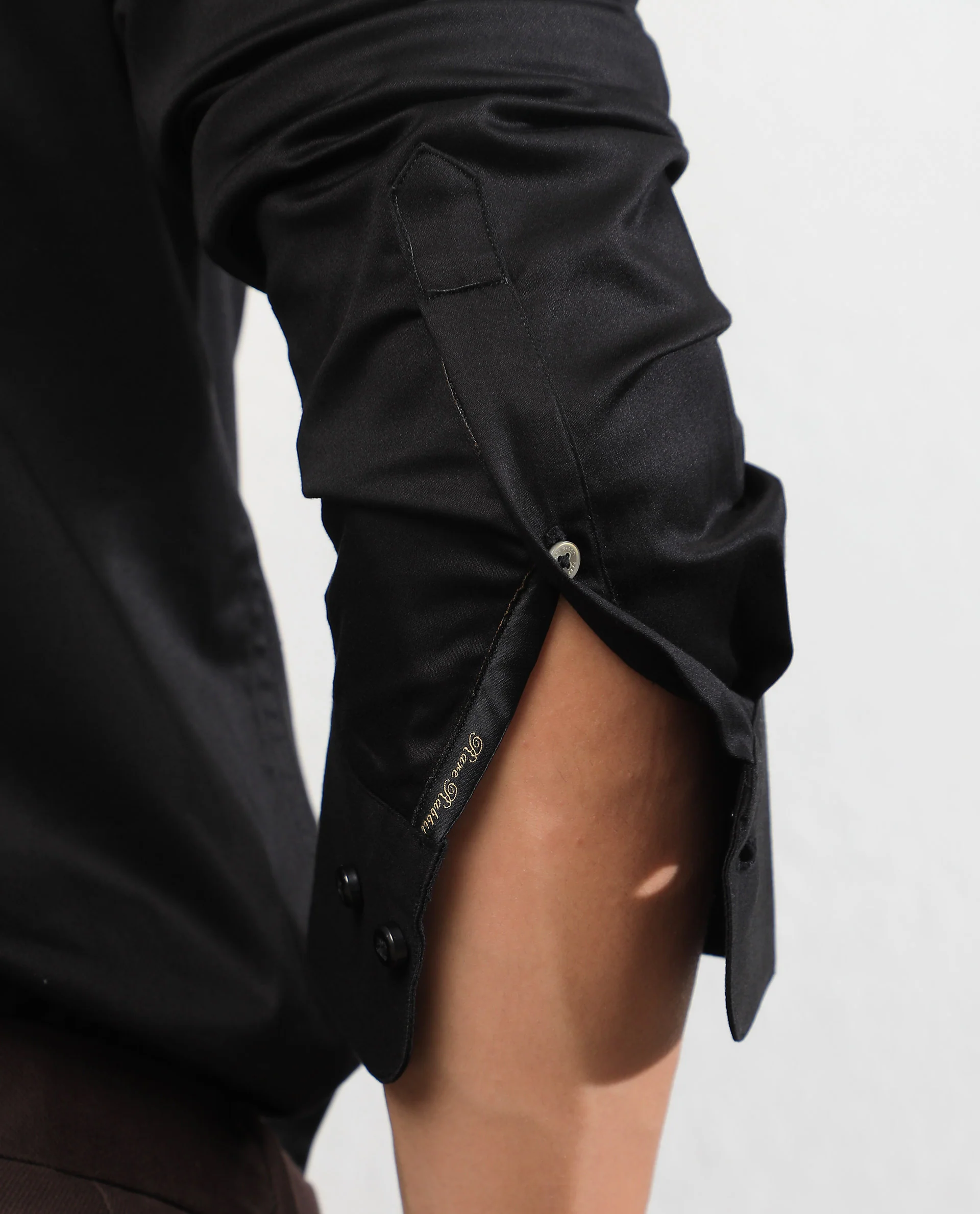 Rare Rabbit Men's Melton Black Cotton Plain Tailored Fit Full Sleeve Collared Shirt - Image 7