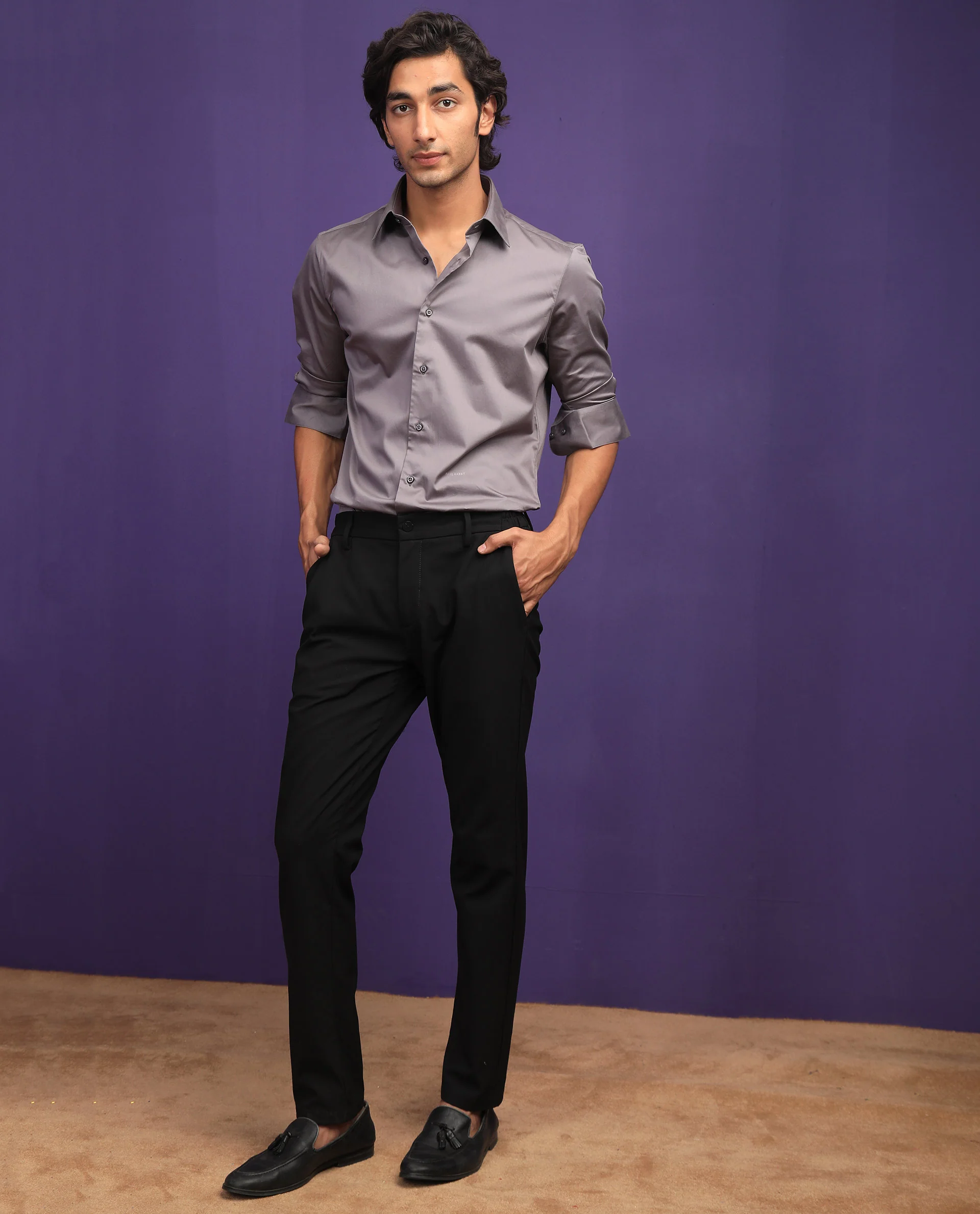 Rare Rabbit Men's Melton Grey Regular Fit Shirt - Image 2