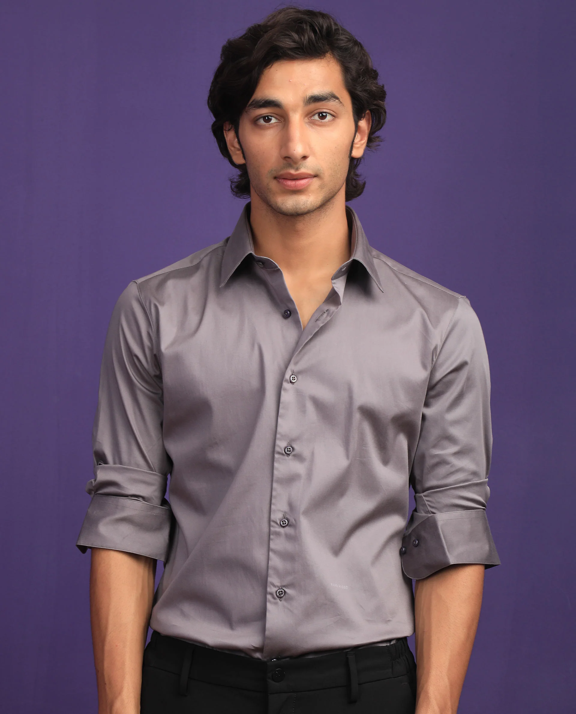Rare Rabbit Men's Melton Grey Regular Fit Shirt - Image 4