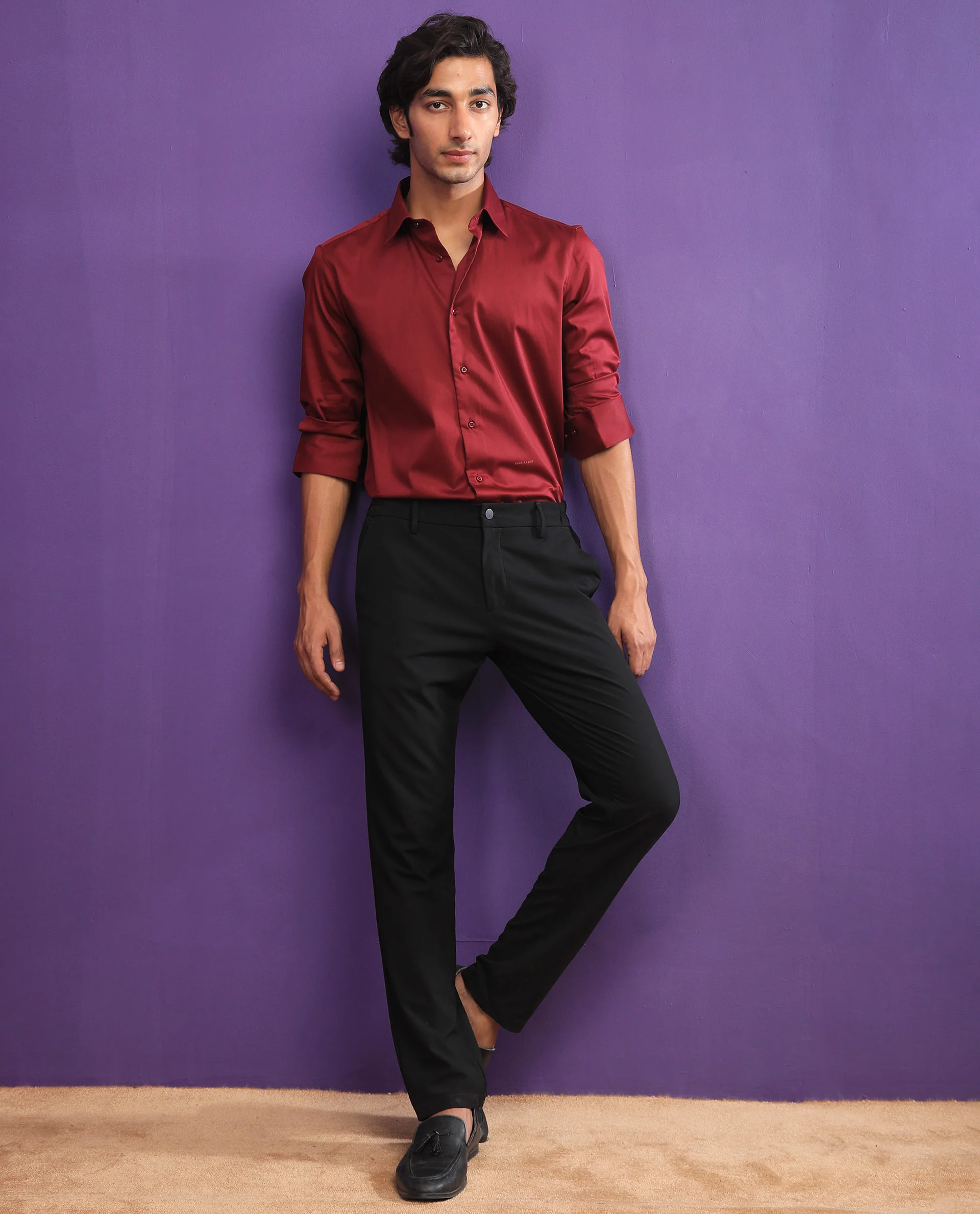 Rare Rabbit Men's Melton Maroon Regular Fit Shirt - Image 2