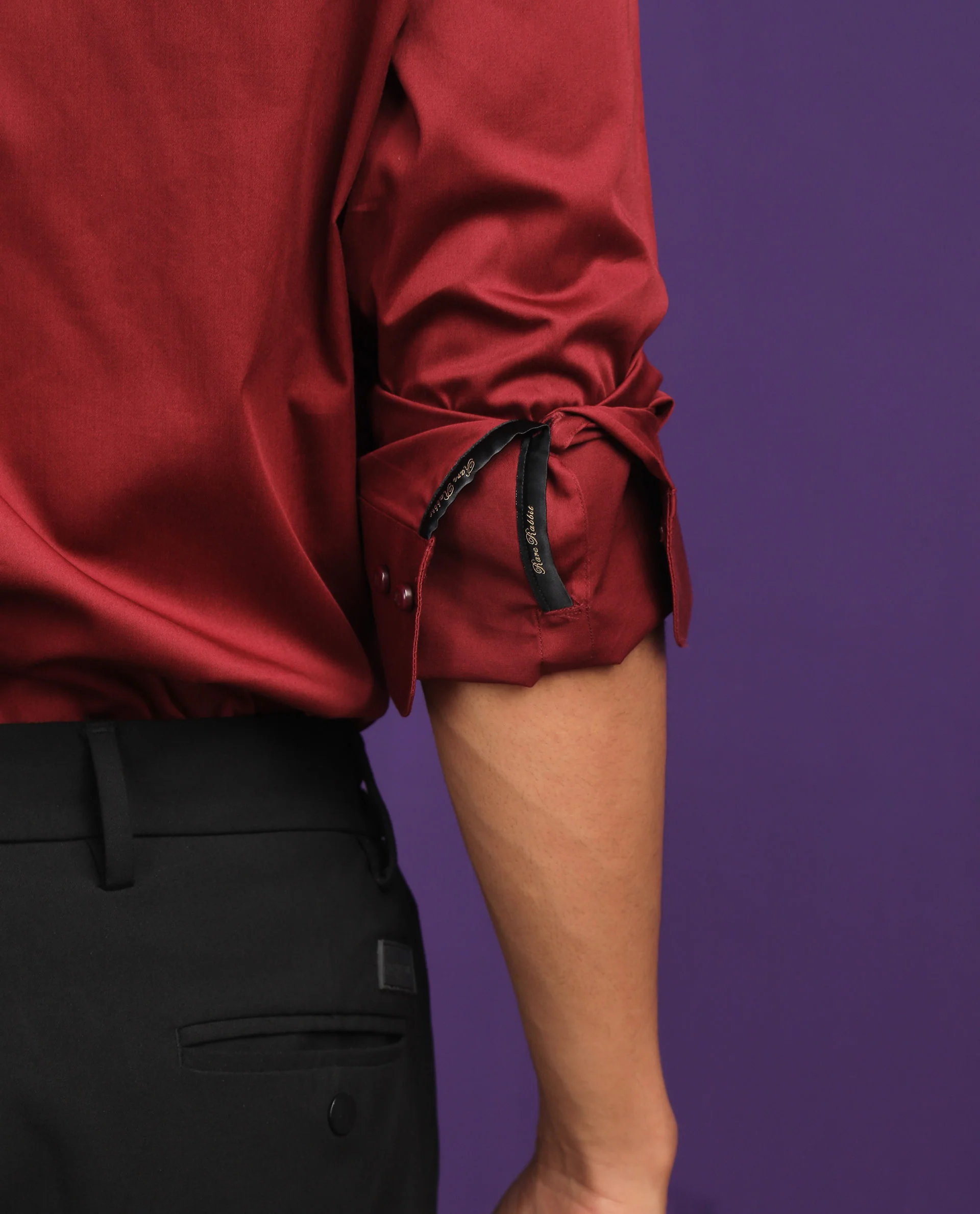 Rare Rabbit Men's Melton Maroon Regular Fit Shirt - Image 5