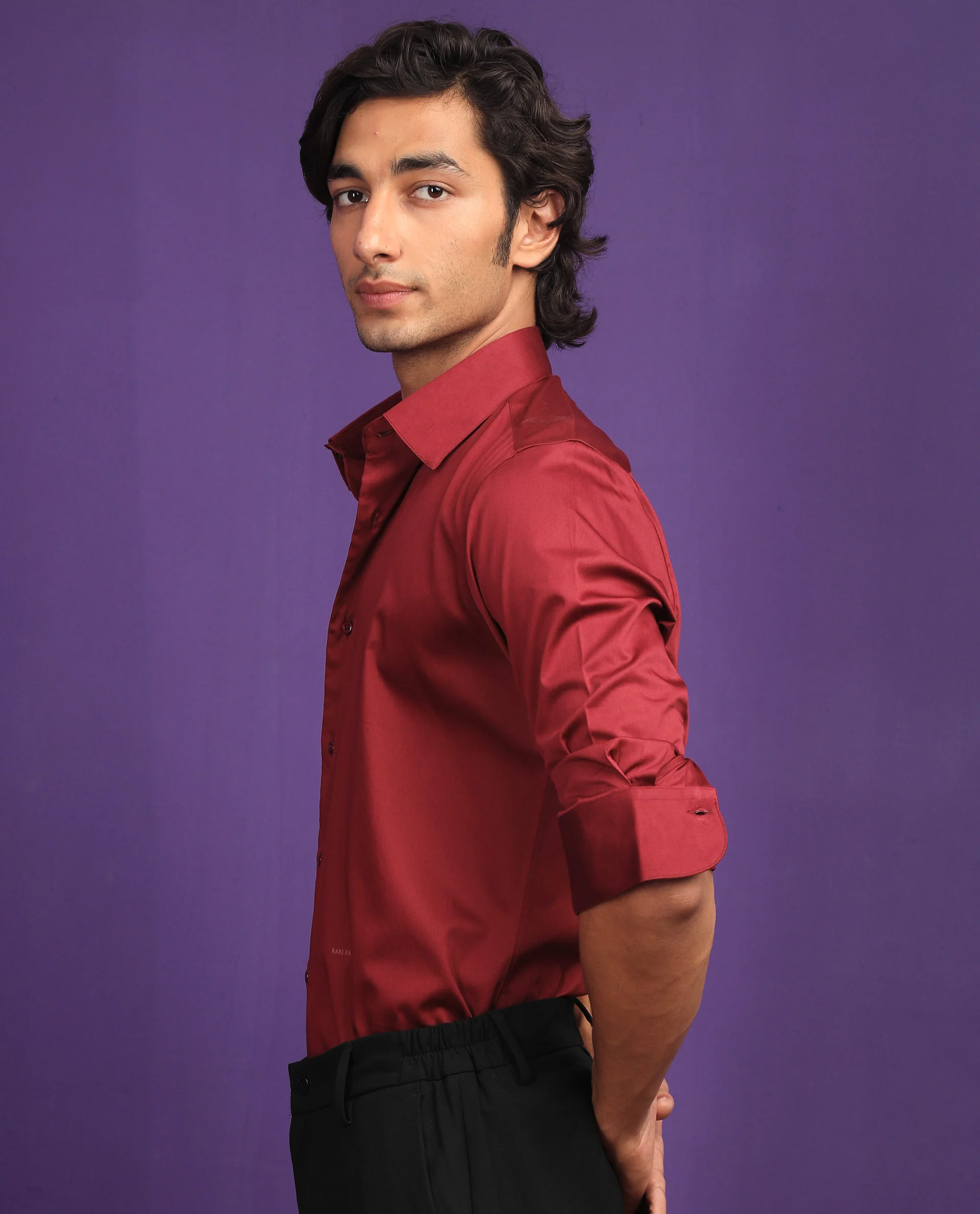 Rare Rabbit Men's Melton Maroon Regular Fit Shirt - Image 6